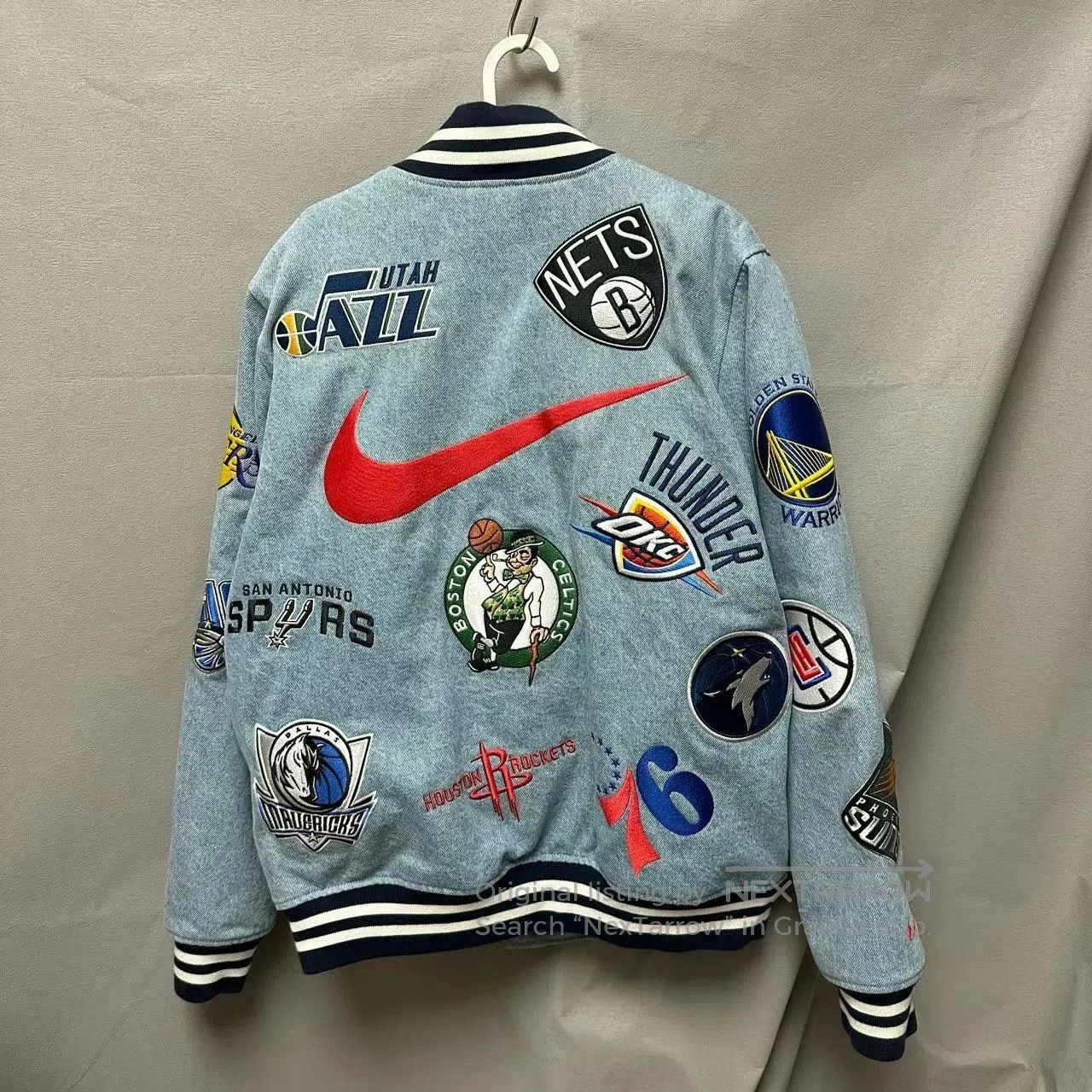 Nike supreme nike nba embroidered denim baseball jacket. Size US M / EU 48-50 / 2 - 4 Thumbnail