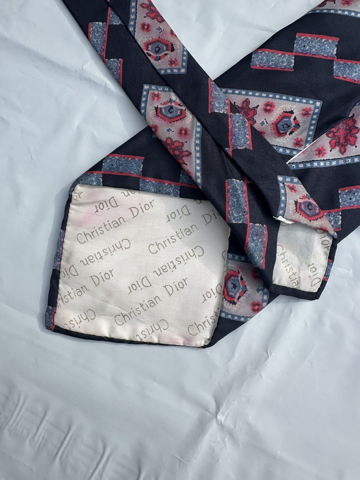 Christian Dior Monsieur × Vintage Vintage Christian Dior Patterned Luxury Tie Size ONE SIZE - 4 Thumbnail