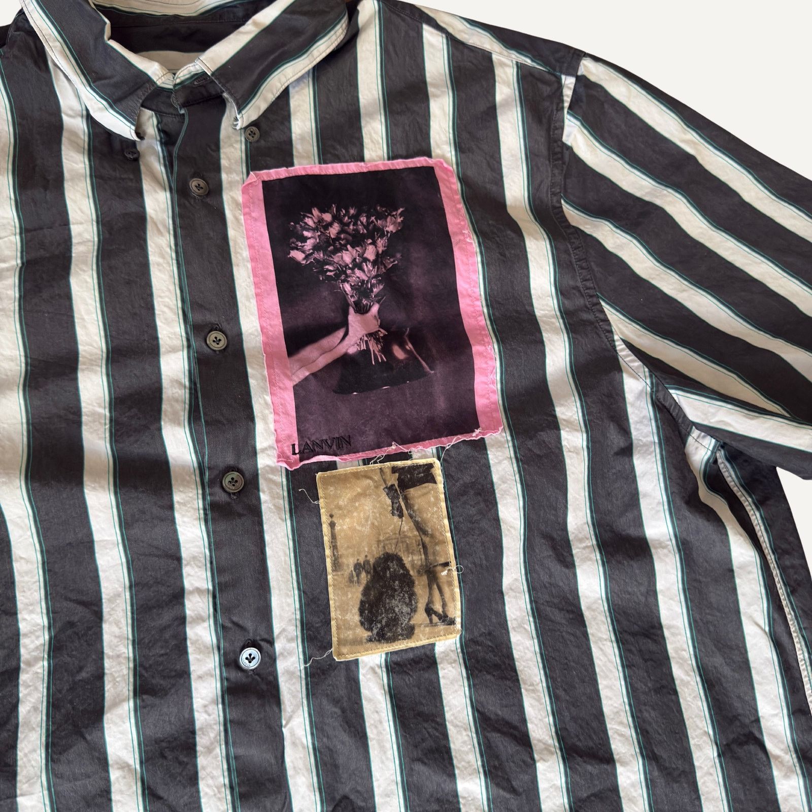 Lanvin Size S - Lanvin Men's Stripe-Pattern Patched Button Up Shirt Size US S / EU 44-46 / 1 - 2 Thumbnail