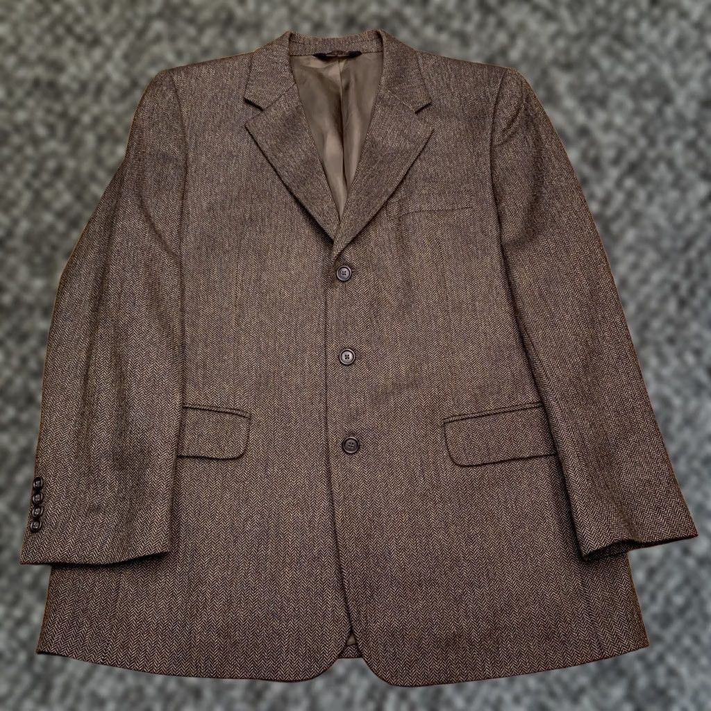 Jos. A. Bank Jos. A. Bank Sport Coat Mens 44R Green Herringbone Wool Blazer Size 44R - 1 Thumbnail