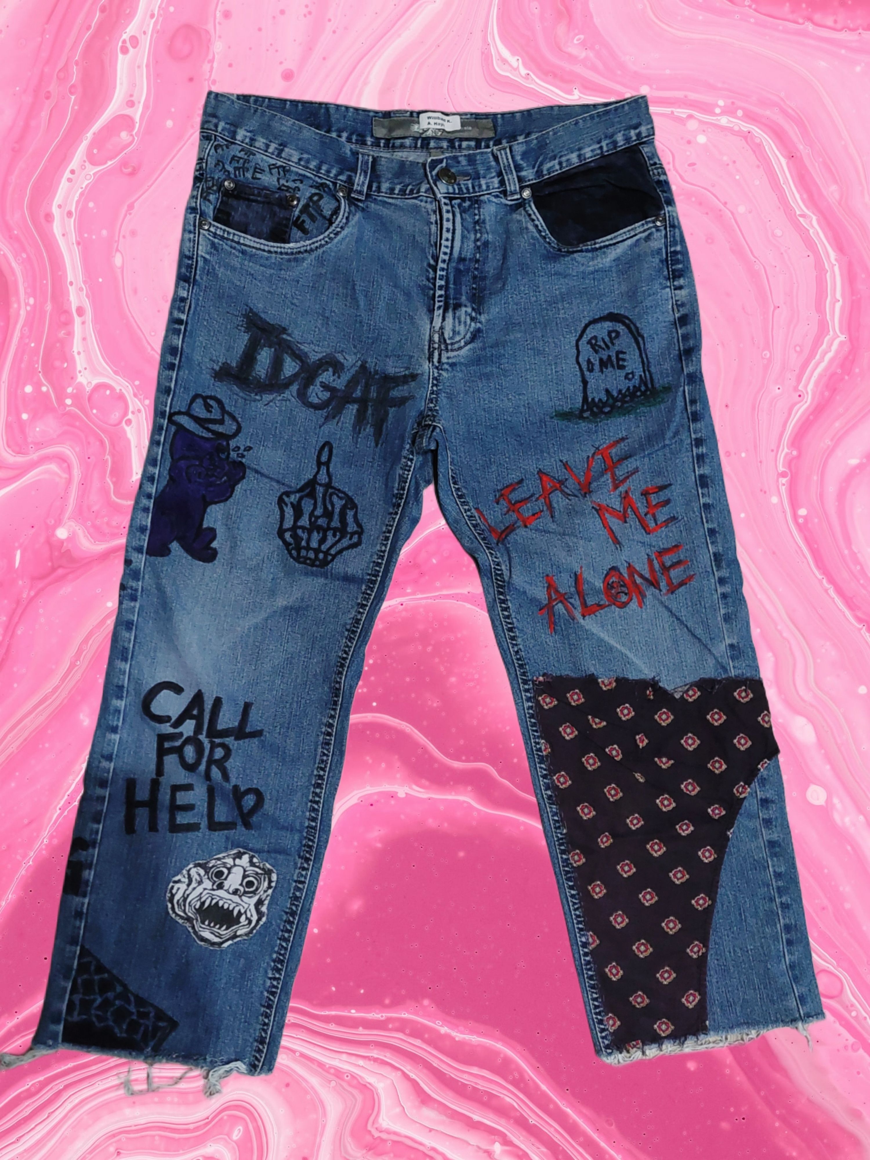 custommade jeans baggy lil peep y2k grunge vintage