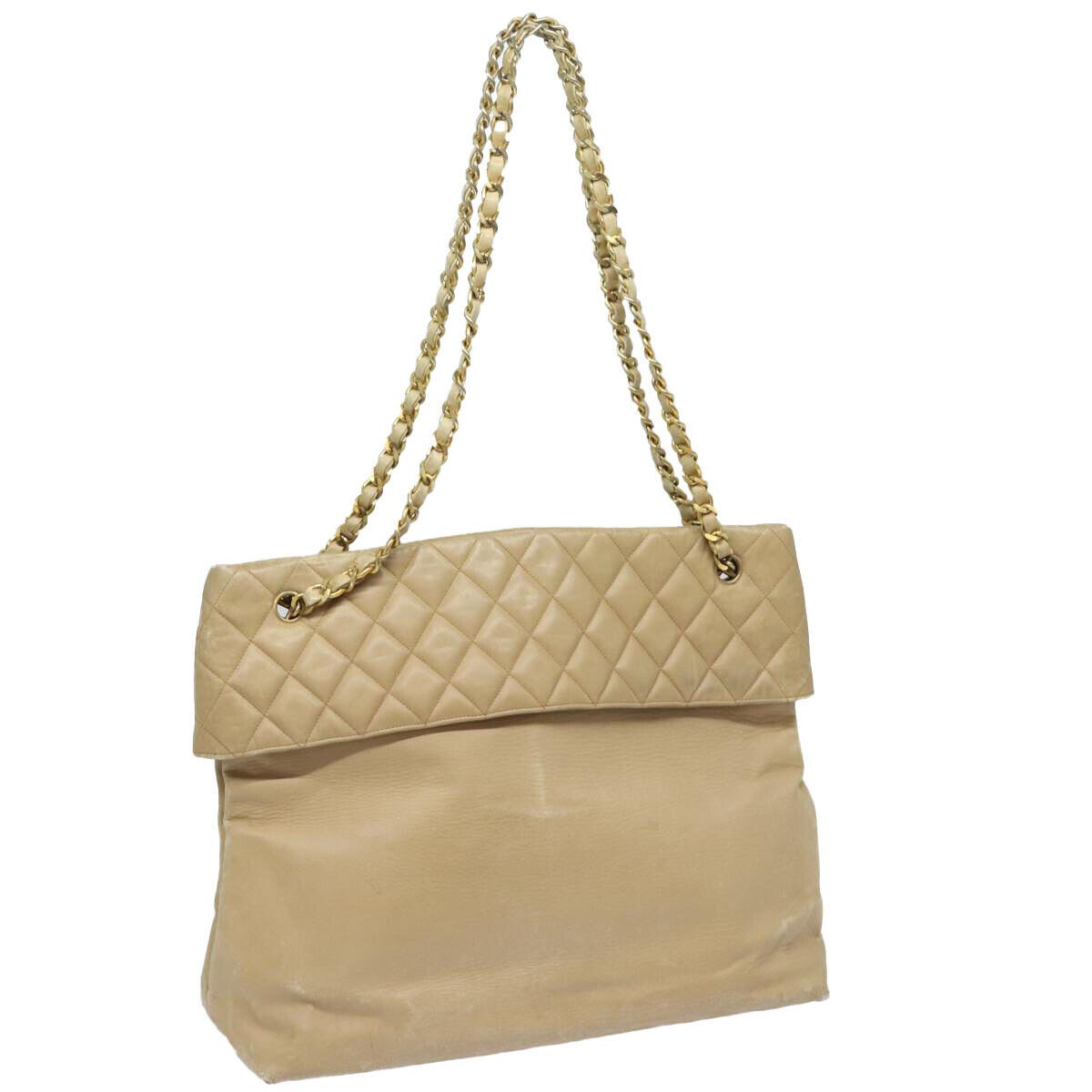 Chanel CHANEL Matelasse Chain Tote Bag Leather Beige Size ONE SIZE - 1 Thumbnail