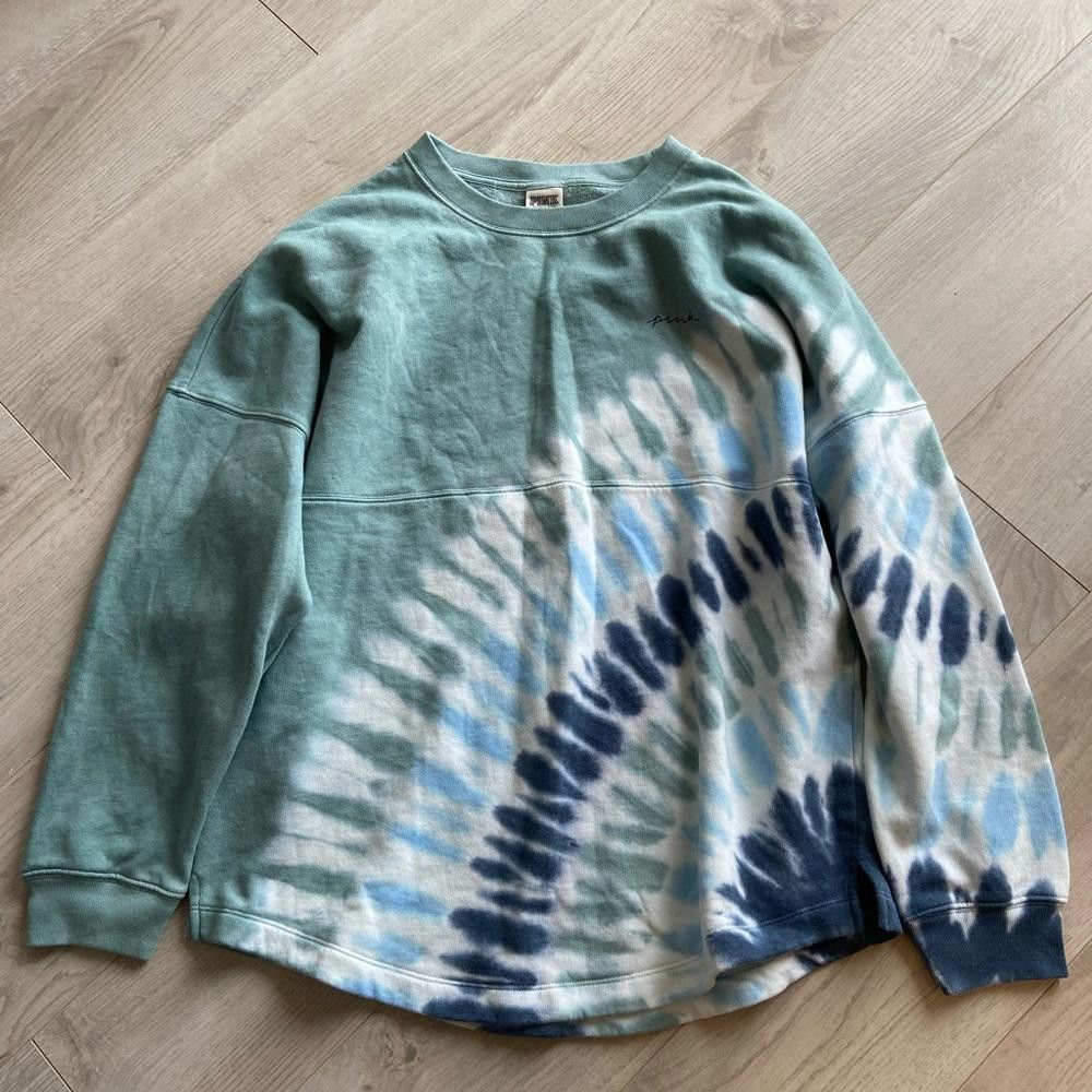 Designer Victoria's Secret Green Blue Tie Dye Pullover Crew Sweater Size M / US 6-8 / IT 42-44 - 1 Thumbnail