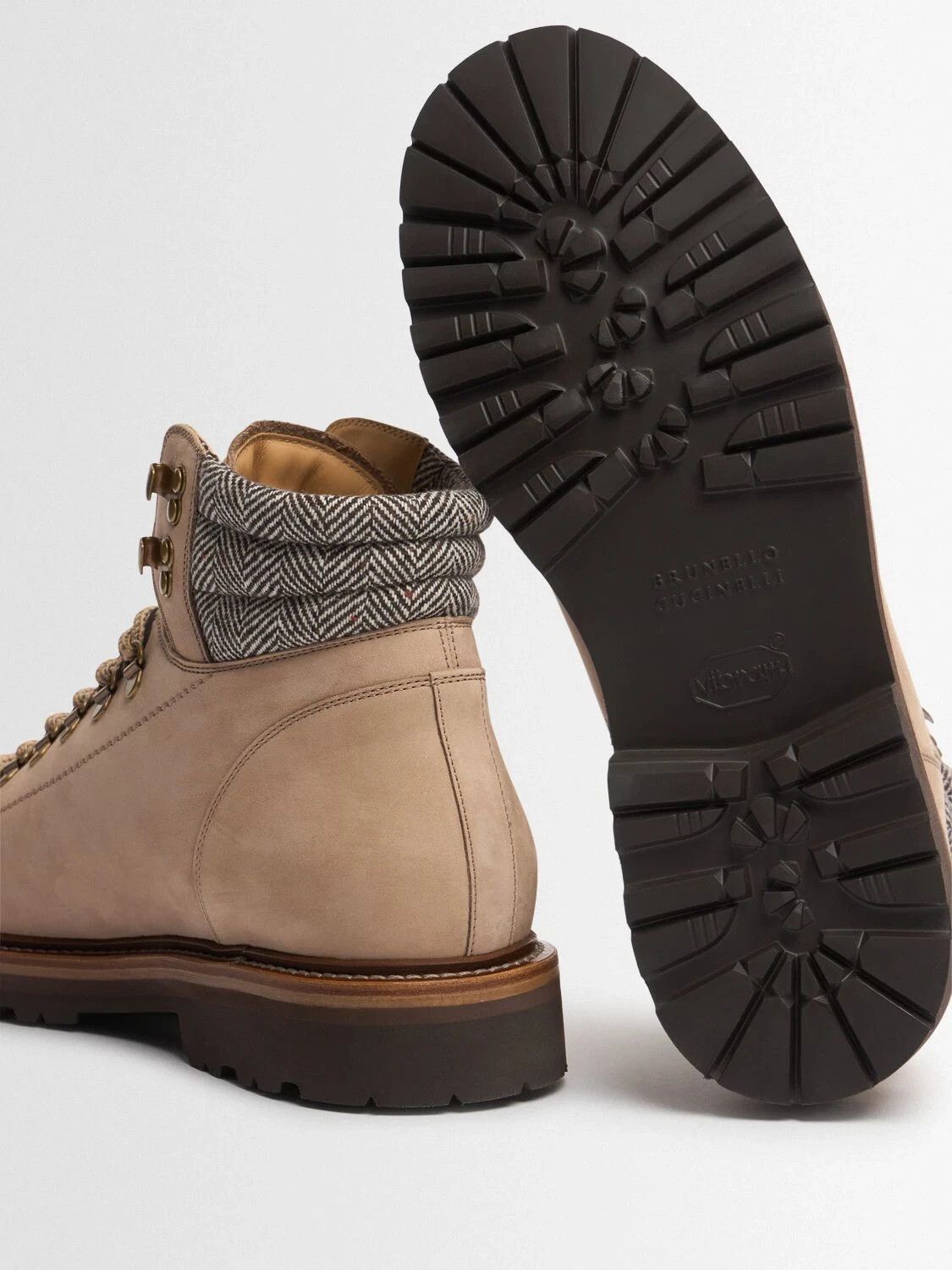 BRUNELLO CUCINELLI Beige Leather Ankle Boots New
