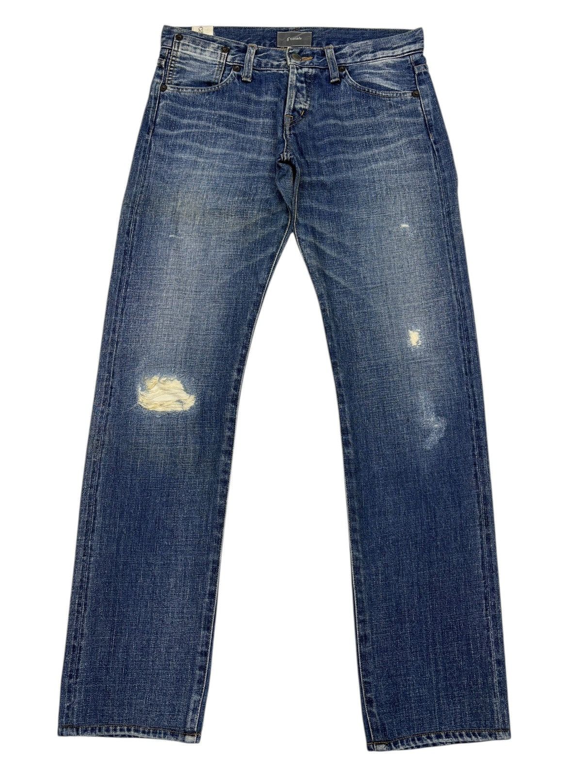 If Six Was Nine 6•Vocale Selvedge Distressed Denim Jeans Size 29" - 11 Thumbnail