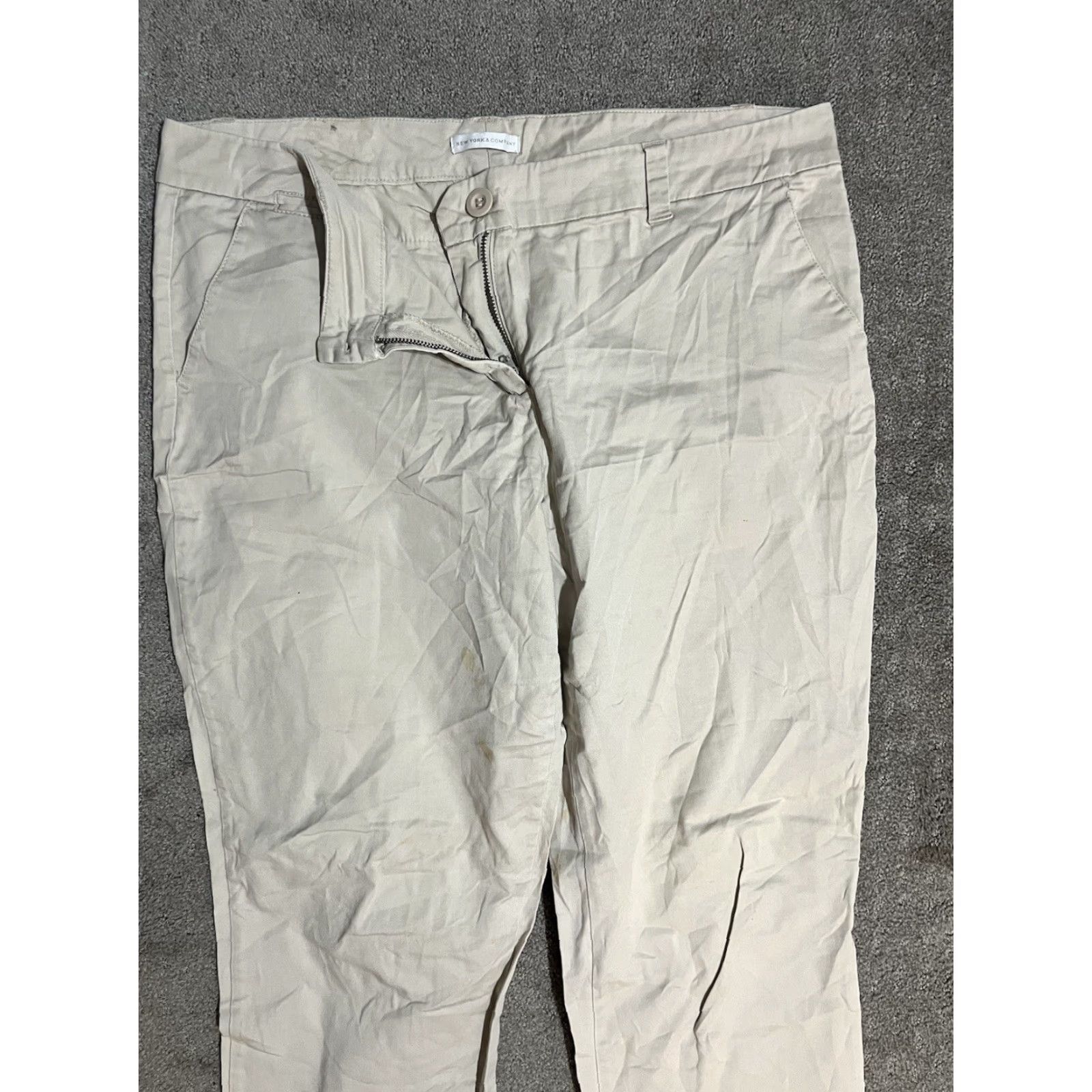 Avenue New York & Company Stretch Pants Women Size 14 Beige Pants Ankle Dress Pants Tapered Flat Front Pockets 28 in Inseam Regular Value: Avenue Womens Size 36" / US 14 / IT 50 - 2 Thumbnail