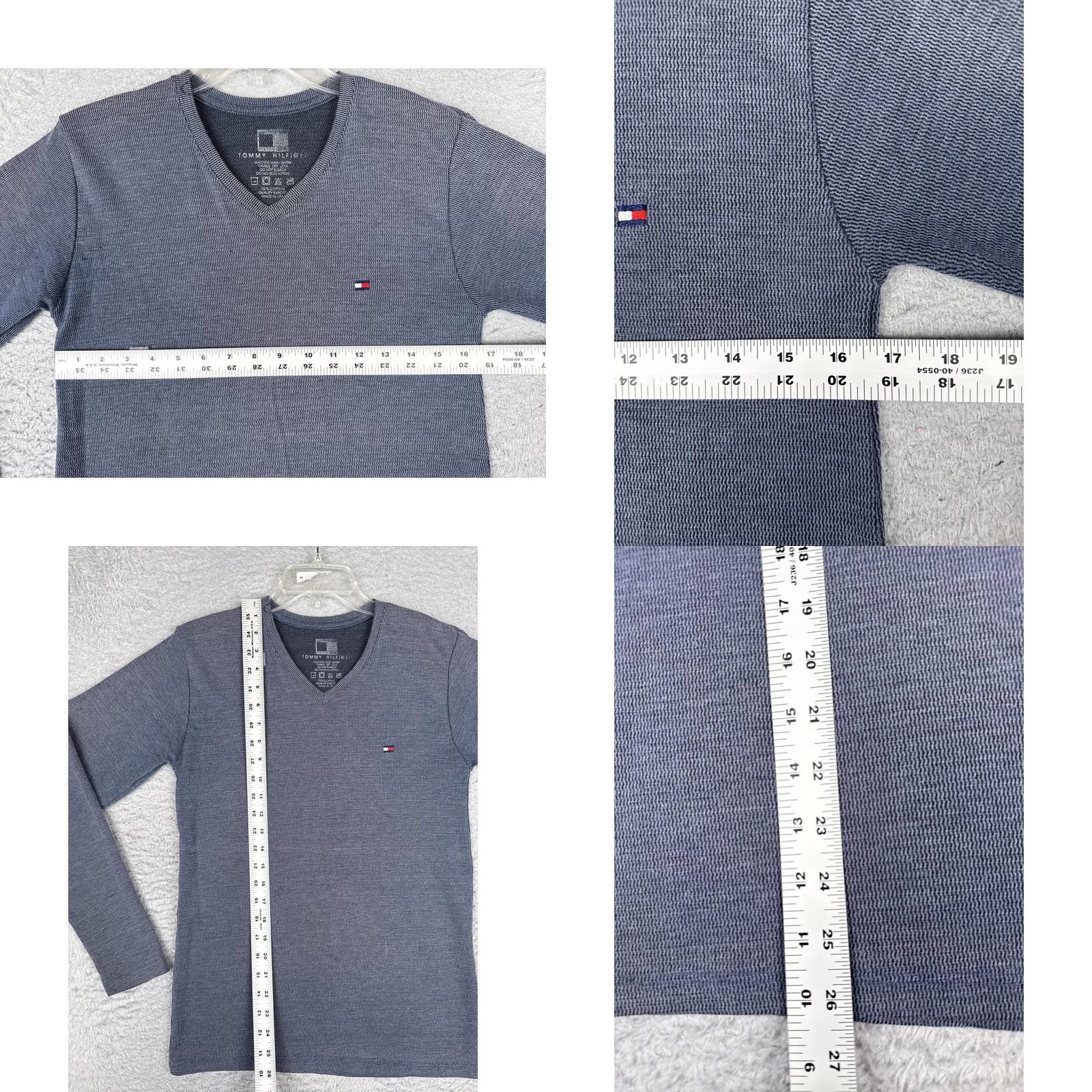 Tommy Hilfiger Tommy Hilfiger Shirt Womens 2 Gray V-Neck Long Sleeve Tee Top Casual Knit Cotton Embroidered Flag Logo Size XS / US 0-2 / IT 36-38 - 8 Thumbnail