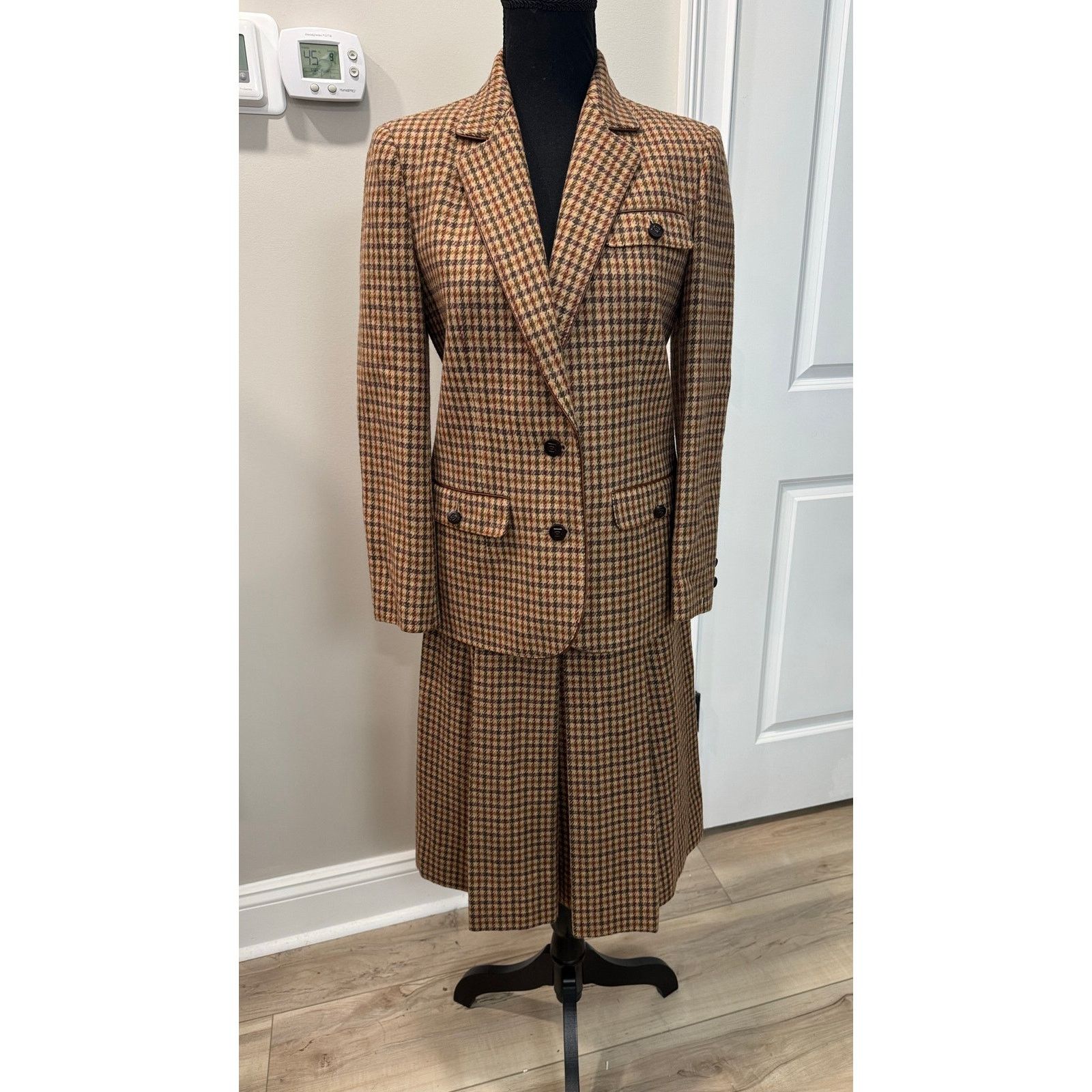 Other Vintage Houndstooth 100% Wool Skirt Suit Tailored Blazer - 9 Size S / US 4 / IT 40 - 1 Thumbnail
