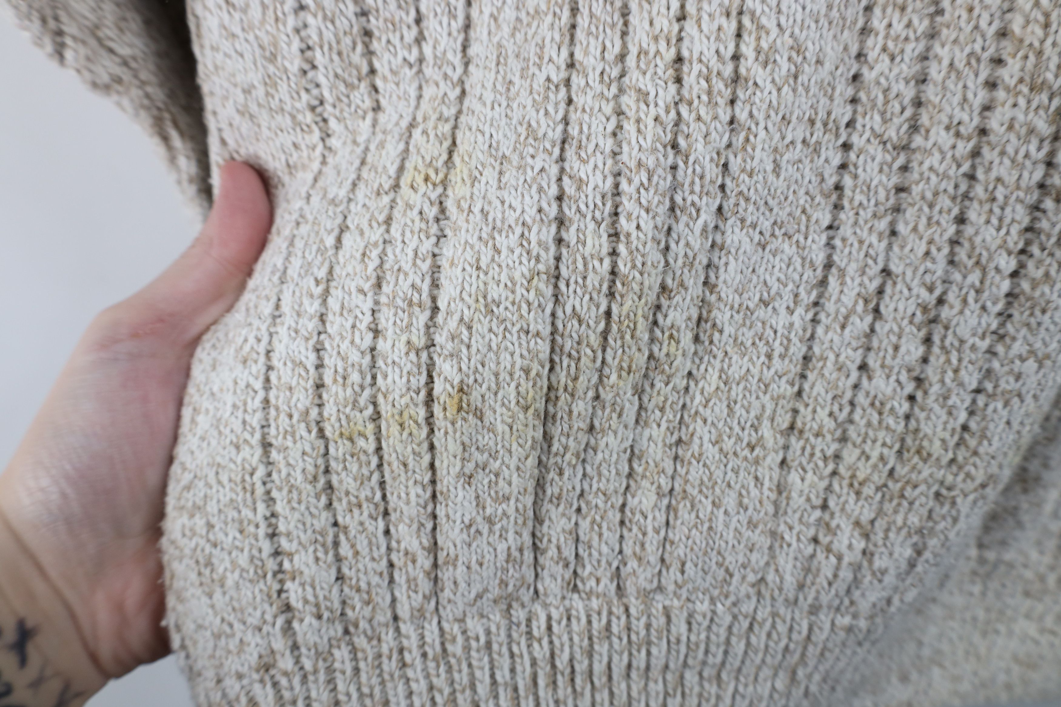 Vintage Vintage 90s Streetwear Ribbed Knit Henley Sweater Beige USA Size US XL / EU 56 / 4 - 8 Thumbnail
