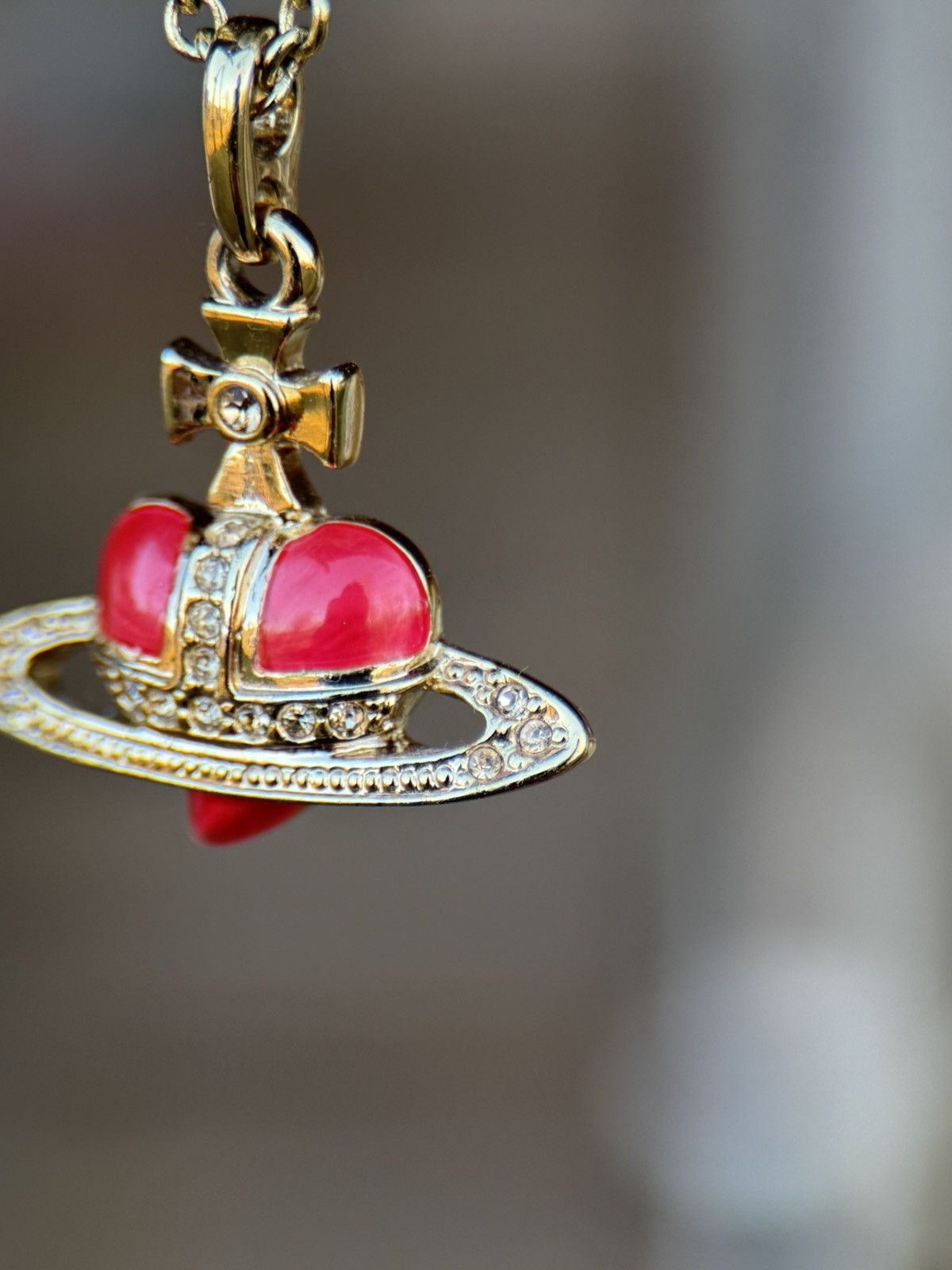 Vivienne Westwood Vivienne Westwood Diamante Heart Pendant Necklace Red Gold Size ONE SIZE - 2 Thumbnail