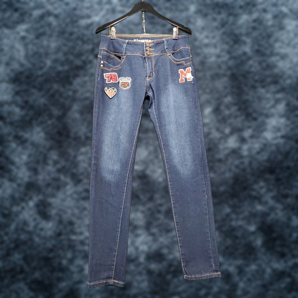 Etro L'Square Jeans Sz 11 Skinny Womens Personalized Patches Stretch Grunge Retro Size 32" / US 10 / IT 46 - 1 Thumbnail