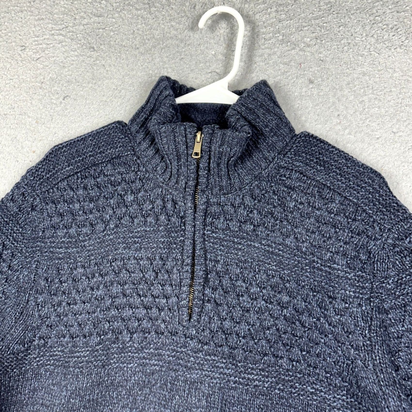 FatFace Fat Face Wool Blend Sweater Knit Mens M Dark Blue Quarter Zip Pullover EUC Size US M / EU 48-50 / 2 - 6 Thumbnail