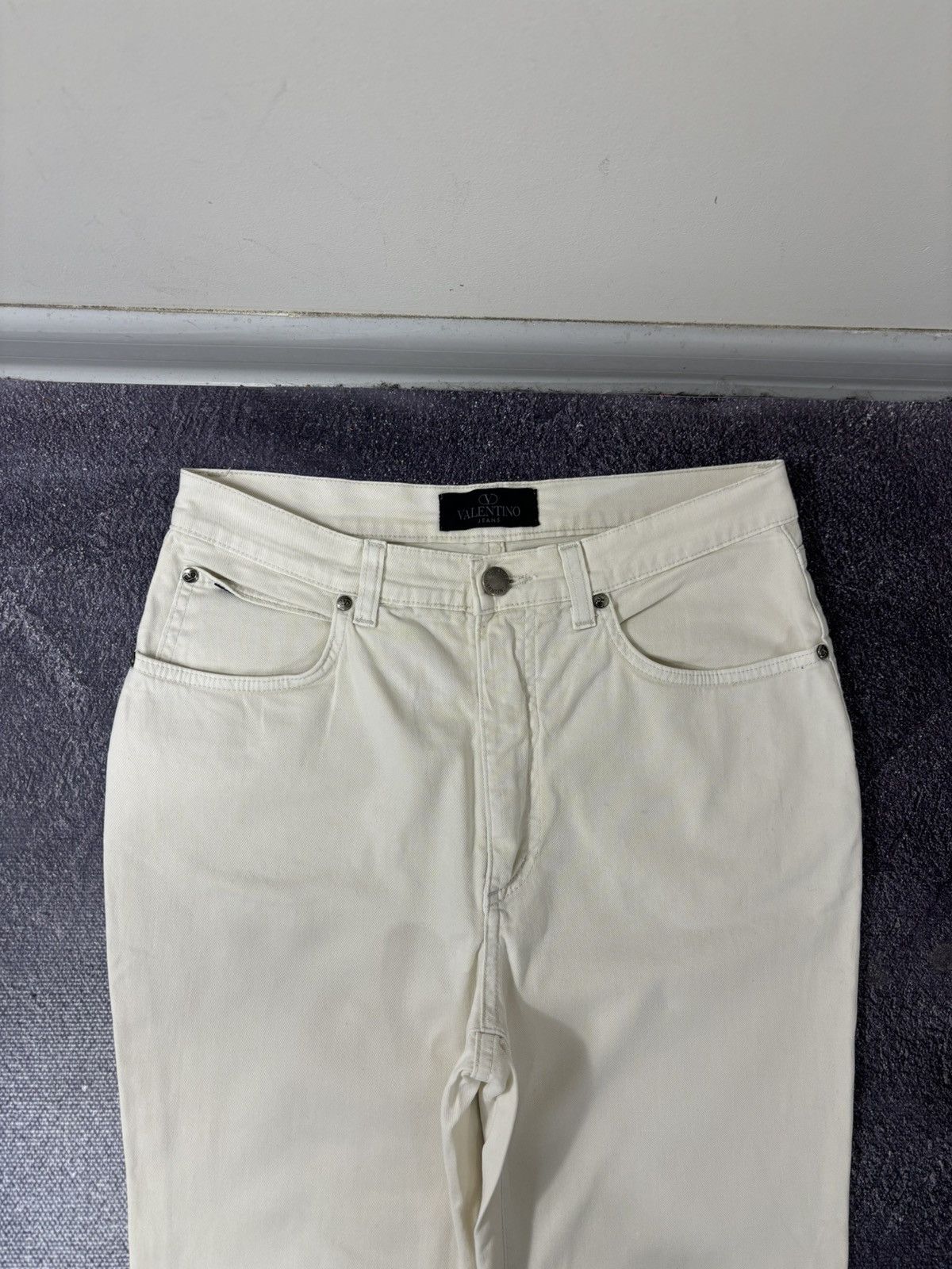 Valentino Vintage Valentino Women’s Beige Slim Fit Luxury Cotton Pants Size 31" - 6 Thumbnail