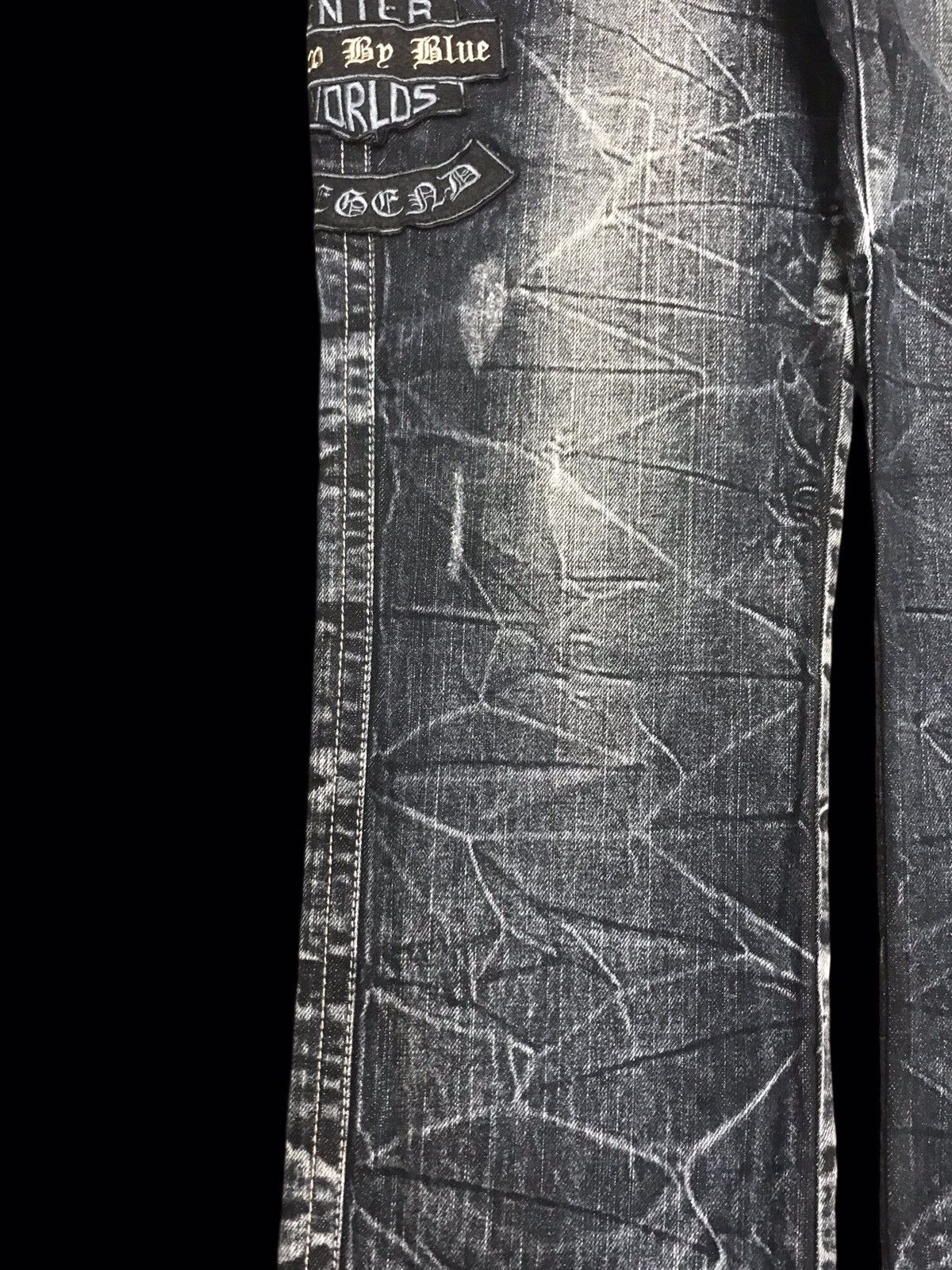 Japanese Brand 💥PUNK DENIM💥BLOW BY BLUE CRACKED FADES PATCHES DENIM F185 Size US 31 - 6 Thumbnail