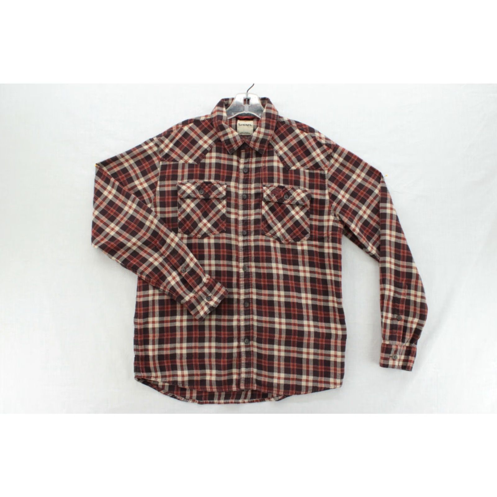 Vintage Simms Flannel Shirt Mens M Brown Plaid Button-Up Long Sleeve Contrasting Trim Size US M / EU 48-50 / 2 - 2 Thumbnail