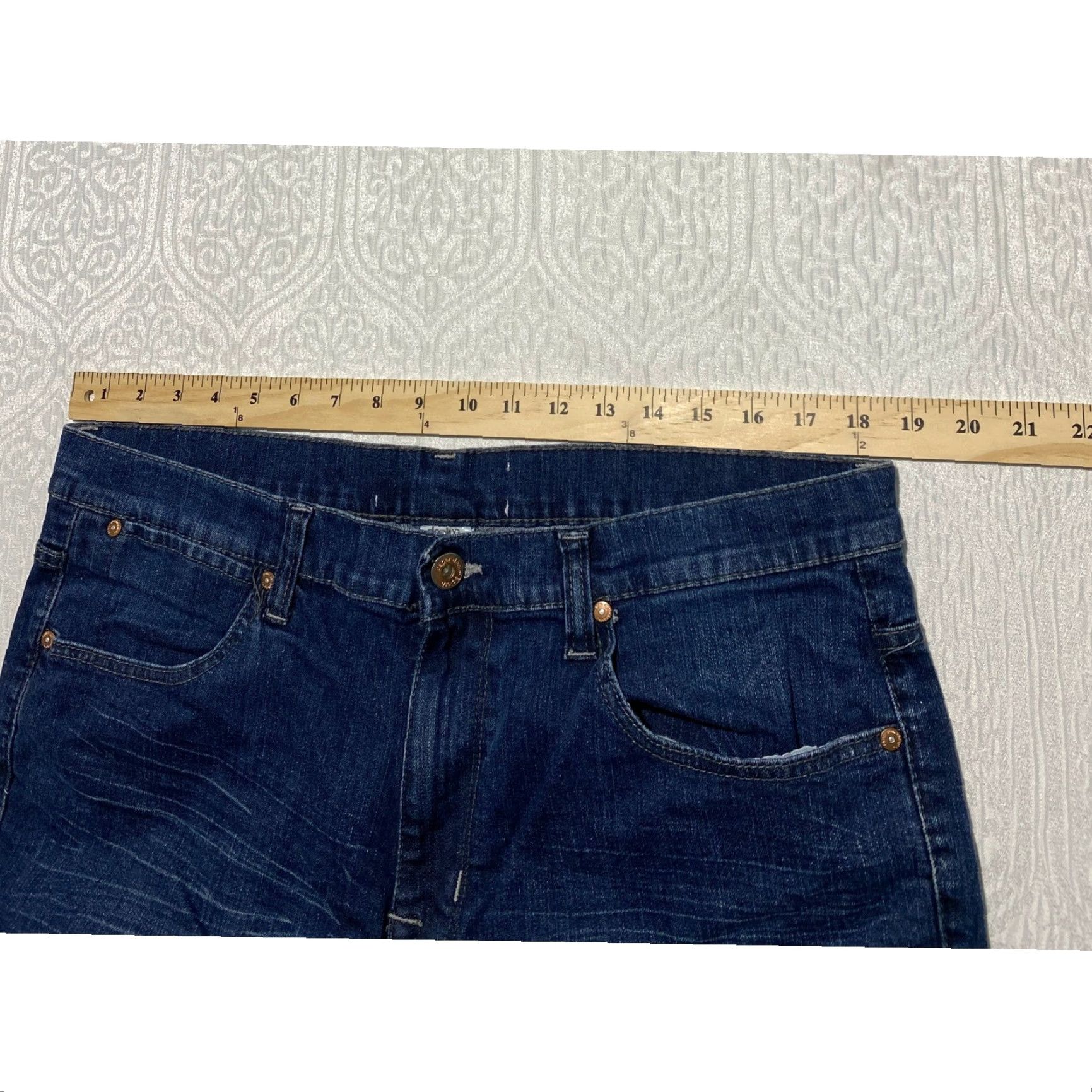 Denime Paper Denim & Cloth Jeans Mens 36x30 Blue Straight Leg Dark Wash Stretch Denim 5-Pocket Regular Men's Utility 90s Jeans Size US 36 / EU 52 - 5 Thumbnail