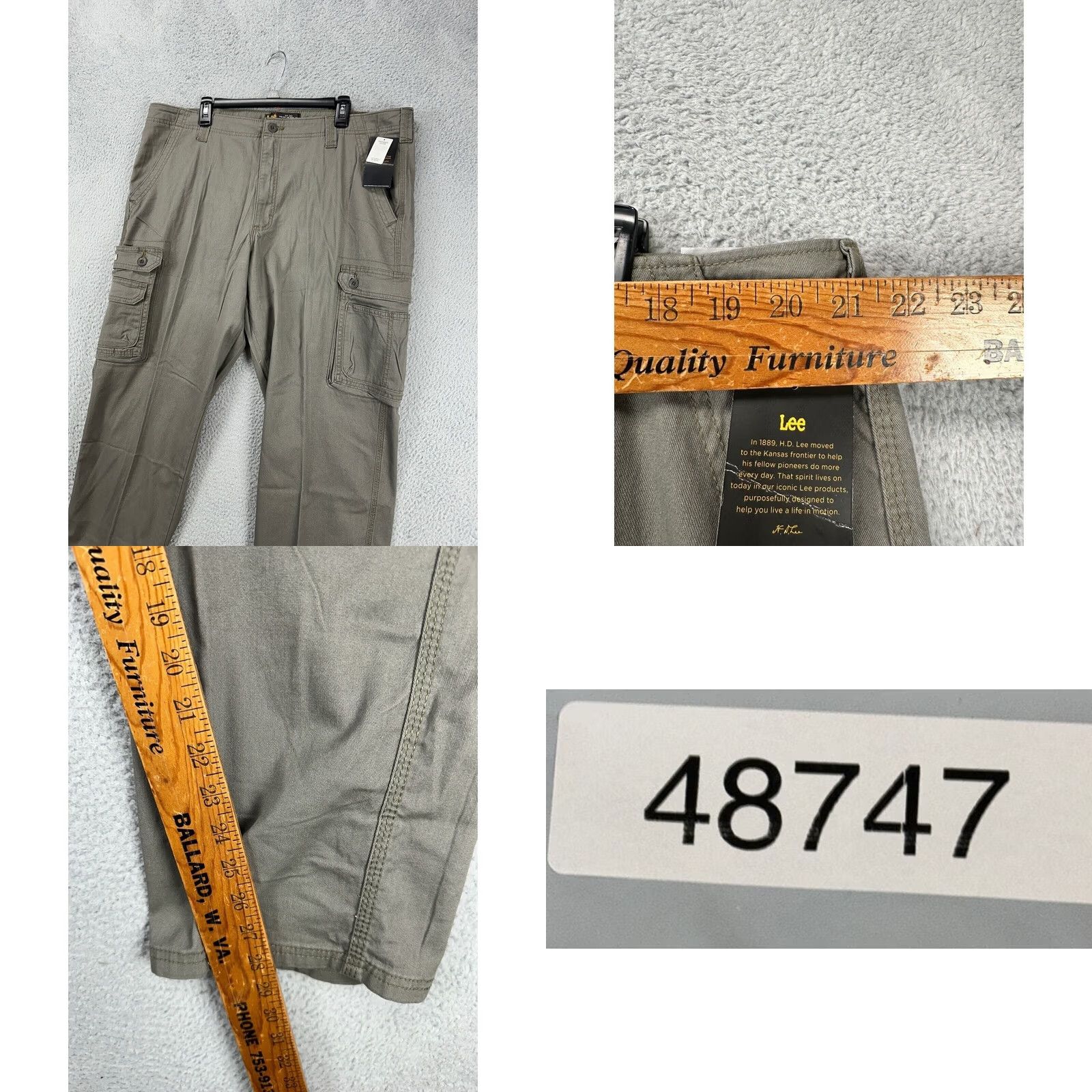Lee Lee Cargo Pants Mens 42X30 Grey Straight Leg Flat Front Outdoor Stretch Logo NEW Size US 42 / EU 58 - 8 Thumbnail