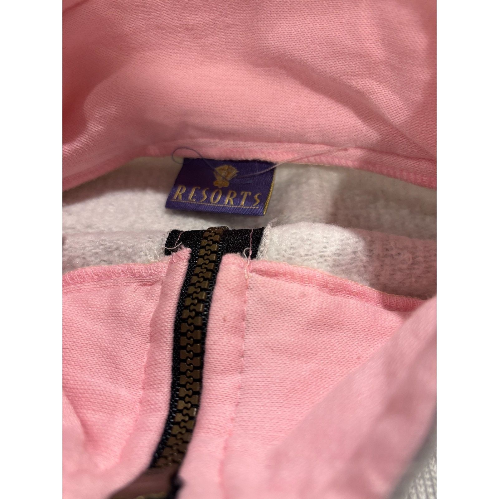 Resort Corps VTG Resorts Casino Quarter Zip Pullover Pink Gray Sweater Size XXL / US 16-18 / IT 52-54 - 3 Thumbnail