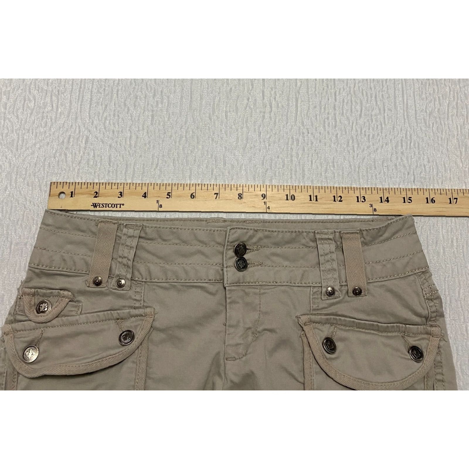 Vintage No Boundaries Women's Pants Juniors Size 9 Beige Wide Leg Stretch Size 28" / US 6 / IT 42 - 4 Thumbnail