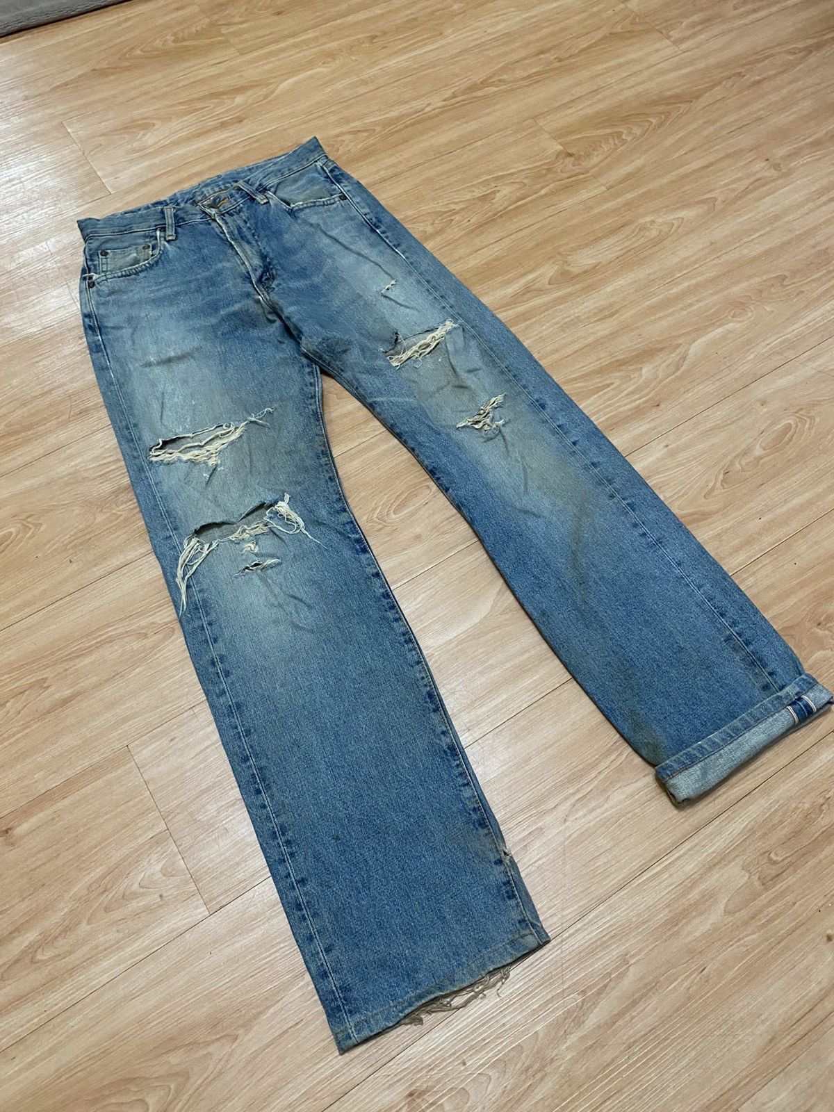 Edwin × Vintage Vintage edwin orange tab distressed denim selvedge Size US 29 - 2 Thumbnail