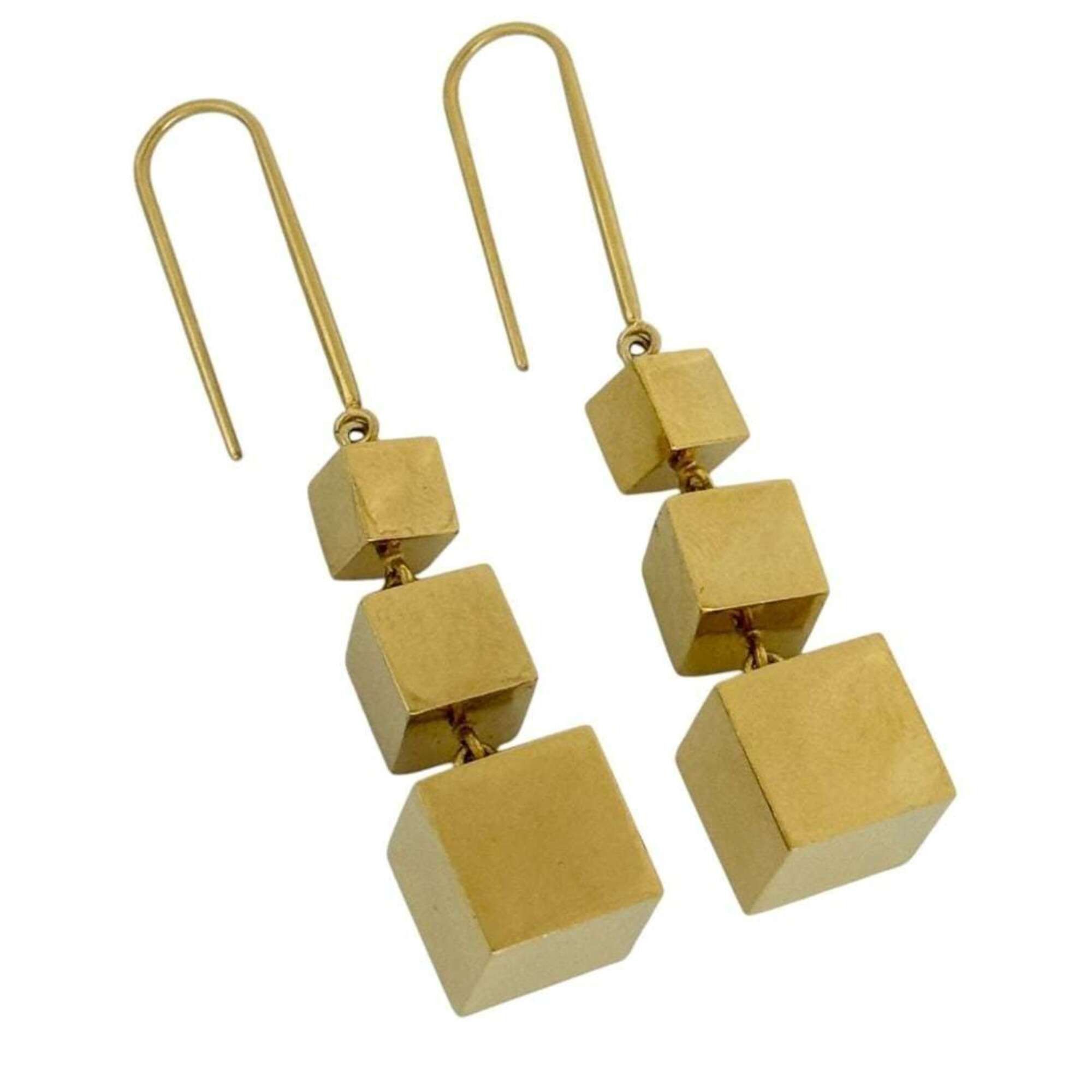 Celine Celine Women's Hook Drop Earrings Cube Square Phoebe Size ONE SIZE - 1 Thumbnail