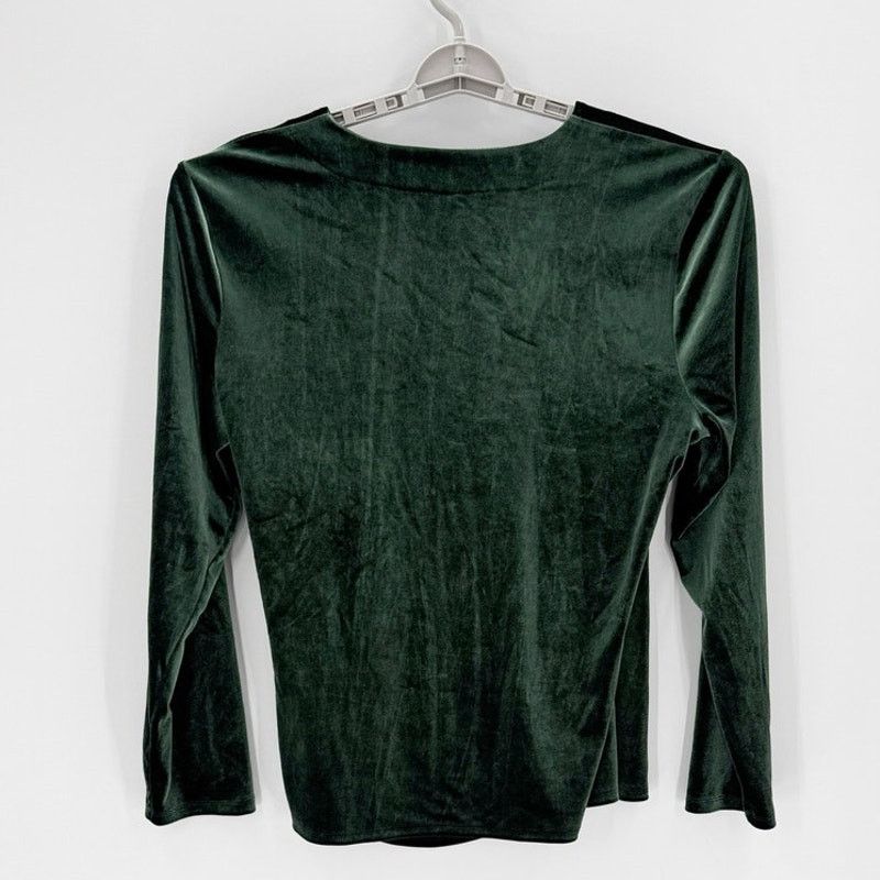 Other Talbots green velvet ruched faux wrap top size xl holiday Size XL / US 12-14 / IT 48-50 - 2 Thumbnail