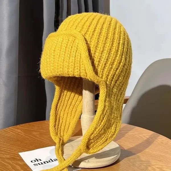 Designer × Japanese Brand Winter Knitted Earflap Beanie Size ONE SIZE - 2 Thumbnail