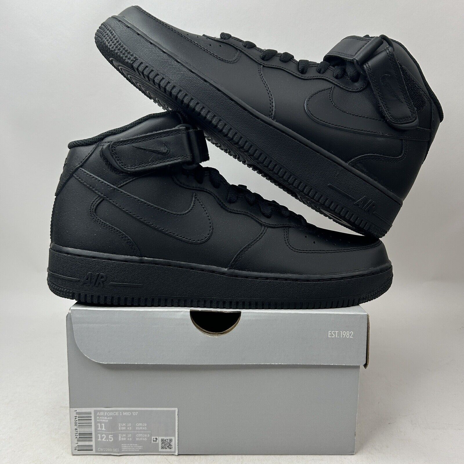 Nike Nike Air Force 1 Mid '07 "Triple Black" 2024 Size US 11 / EU 44 - 1 Thumbnail