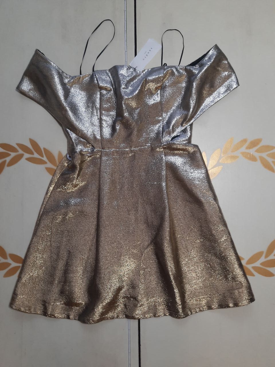 Designer × Sandro Sandro Dress Size S NWT Gold Metallic Open Shoulders Size S / US 4 / IT 40 - 2 Thumbnail
