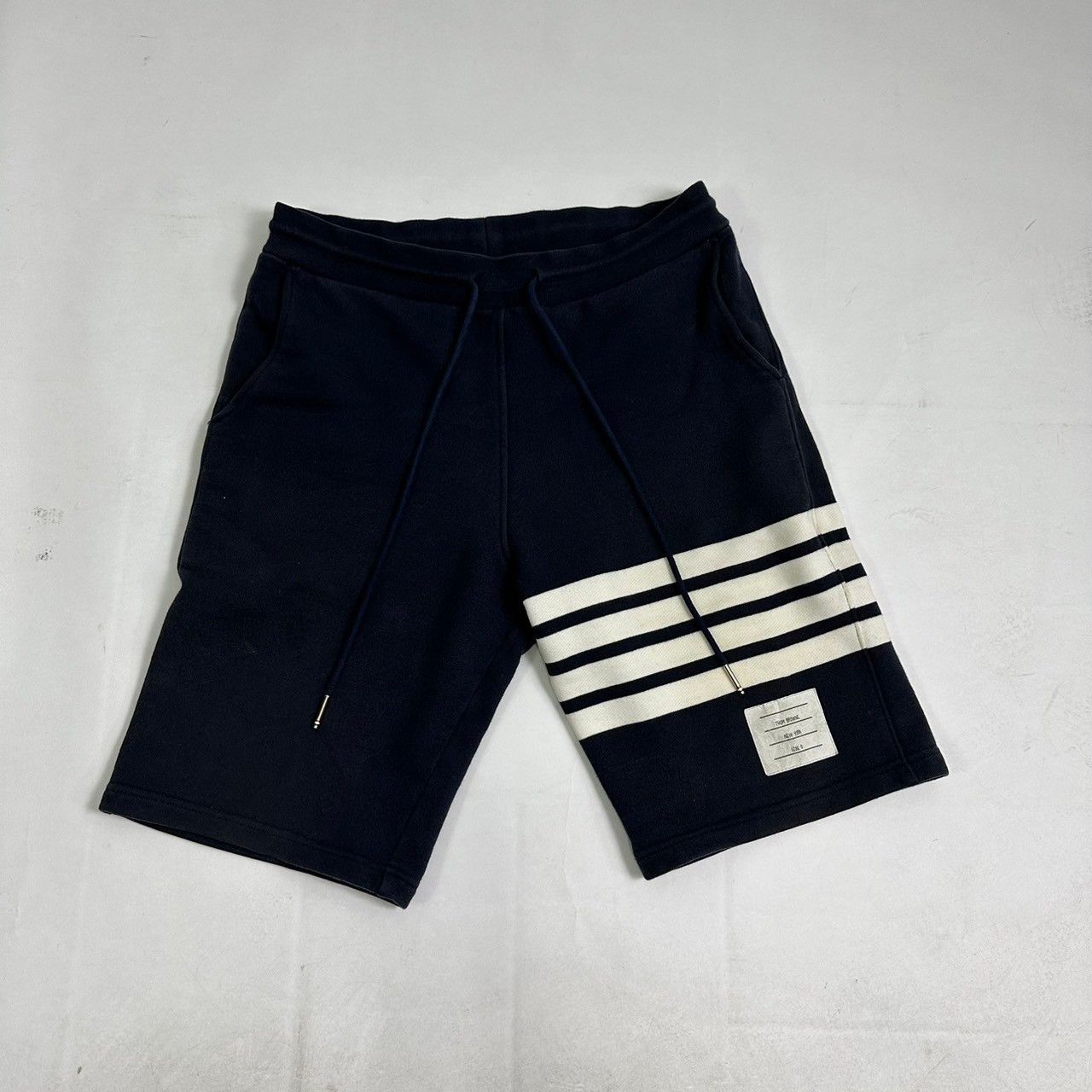 image of Thom Browne 4-Bar Shorts (76Dtb240419020) in Navy Blue, Men's (Size 28)