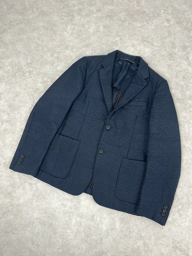Prada 2000s Prada Navy Plissed Blazer Jacket Size 42R - 4 Thumbnail