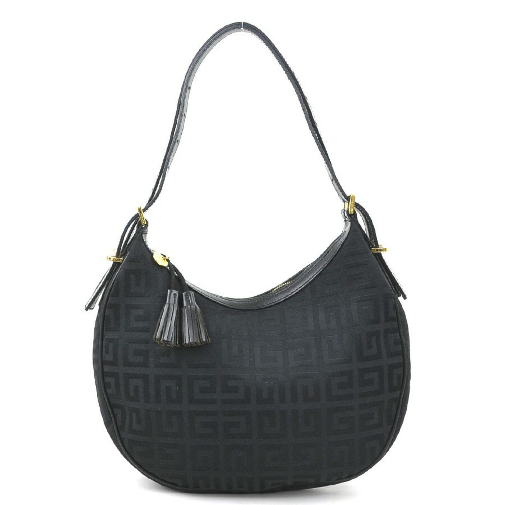 Givenchy Shoulder Bag Canvas Leather Black Gold Women's E60294N