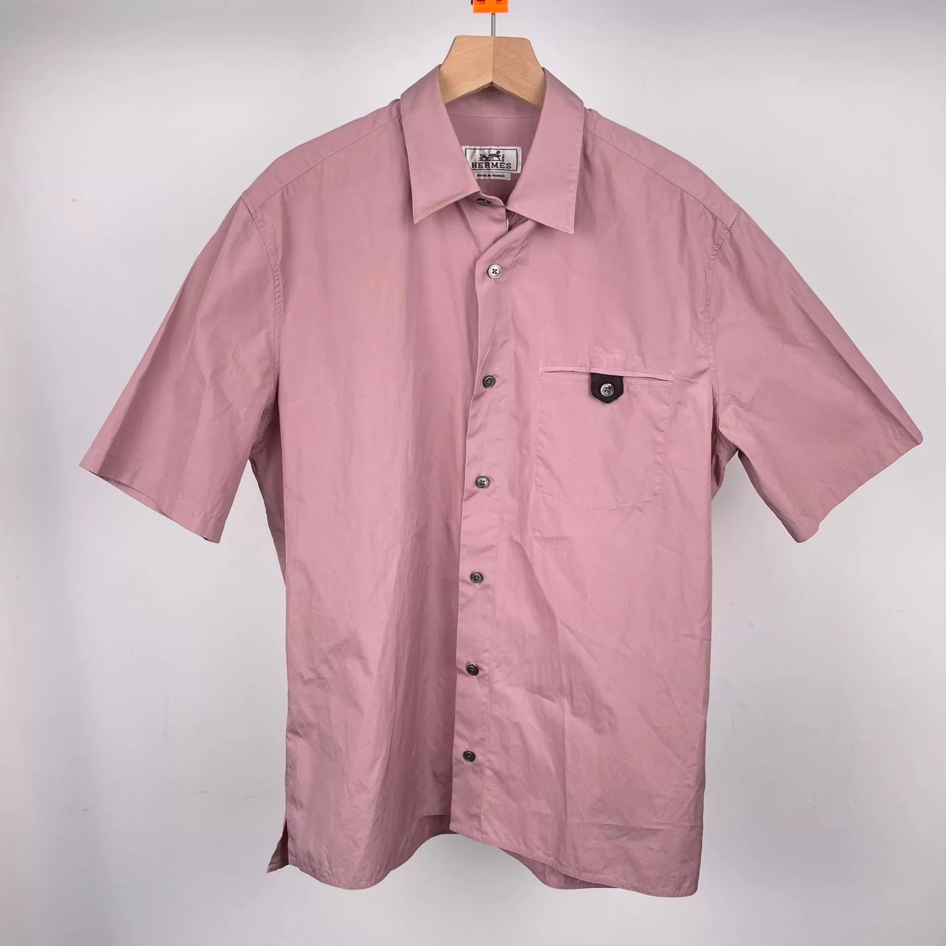 Hermes Hermès Short-Sleeve Shirt Cinnamon Pink 39 Size US M / EU 48-50 / 2 - 1 Thumbnail
