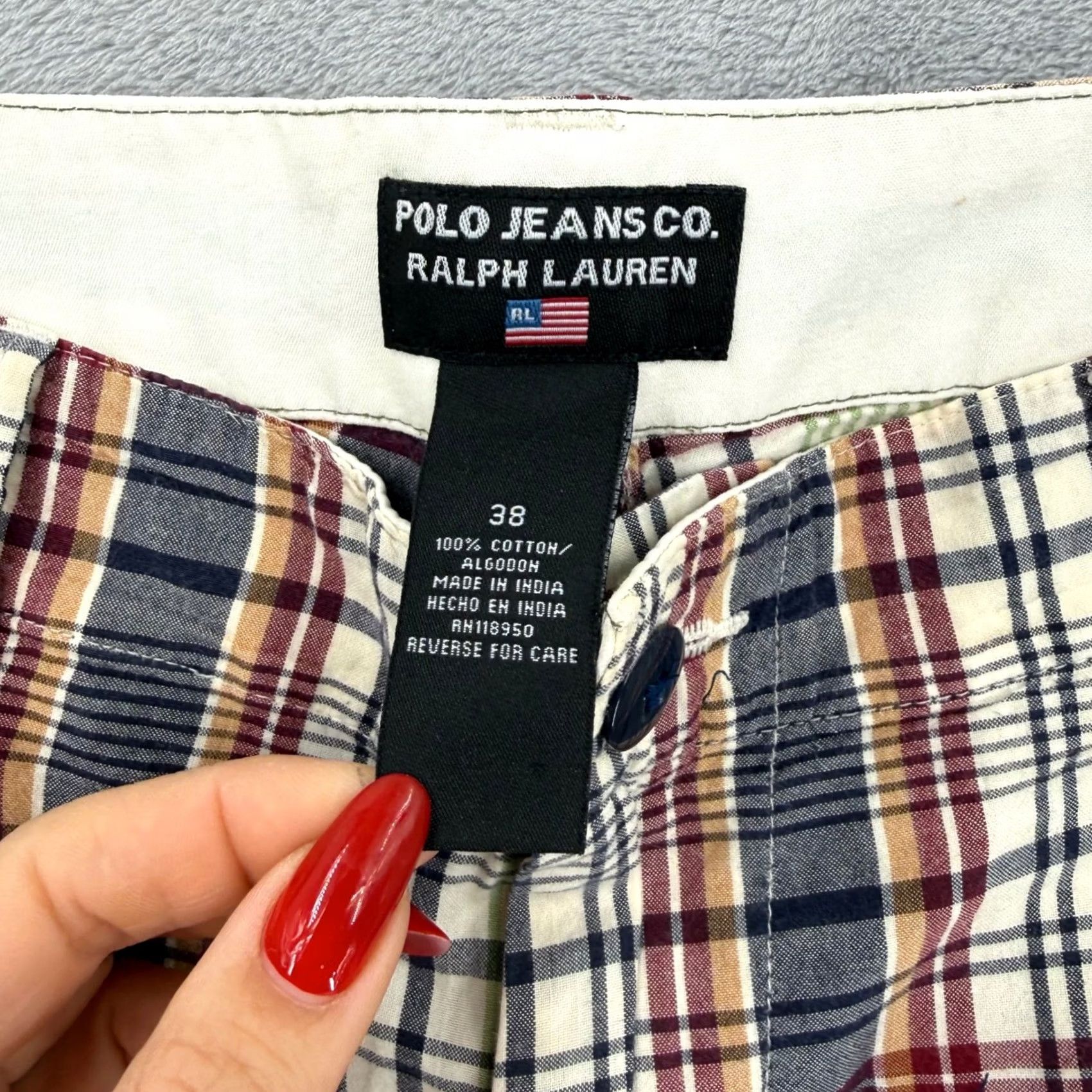 Ralph Lauren VINTAGE Polo Jeans Co. Ralph Lauren Mens Plaid Shorts Size 38 Cotton Madras Size US M / EU 48-50 / 2 - 3 Thumbnail