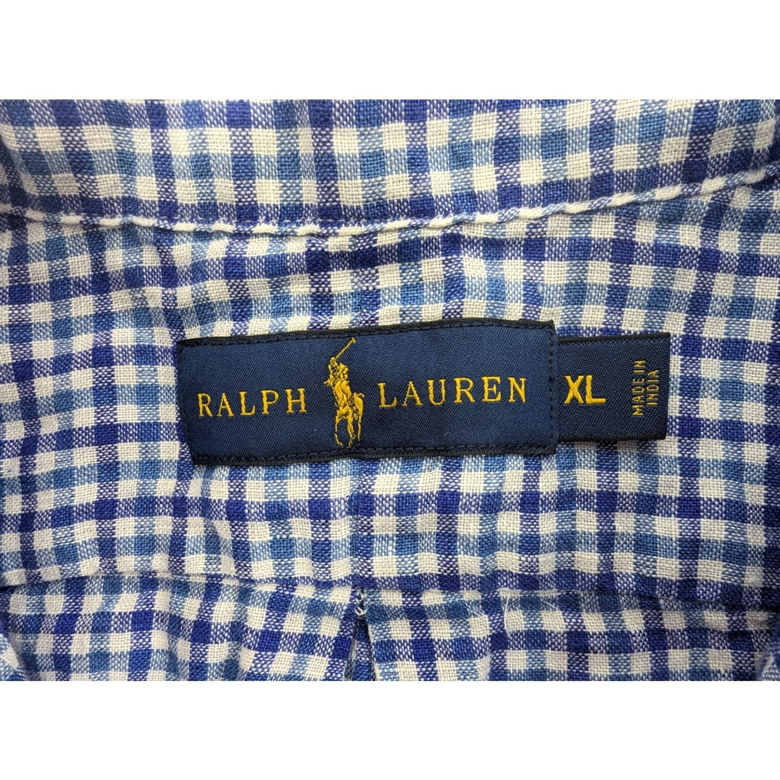 Ralph Lauren Ralph Lauren Linen Shirt Men's XL Blue Checked Button-Down Short Sleeve Vintage Size US XL / EU 56 / 4 - 7 Thumbnail