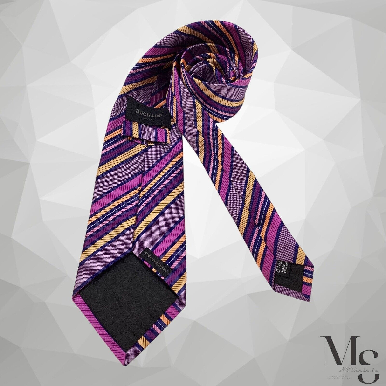 Duchamp London DUCHAMP LONDON Purple Striped Silk Tie Hand Made Englland Size ONE SIZE - 2 Thumbnail