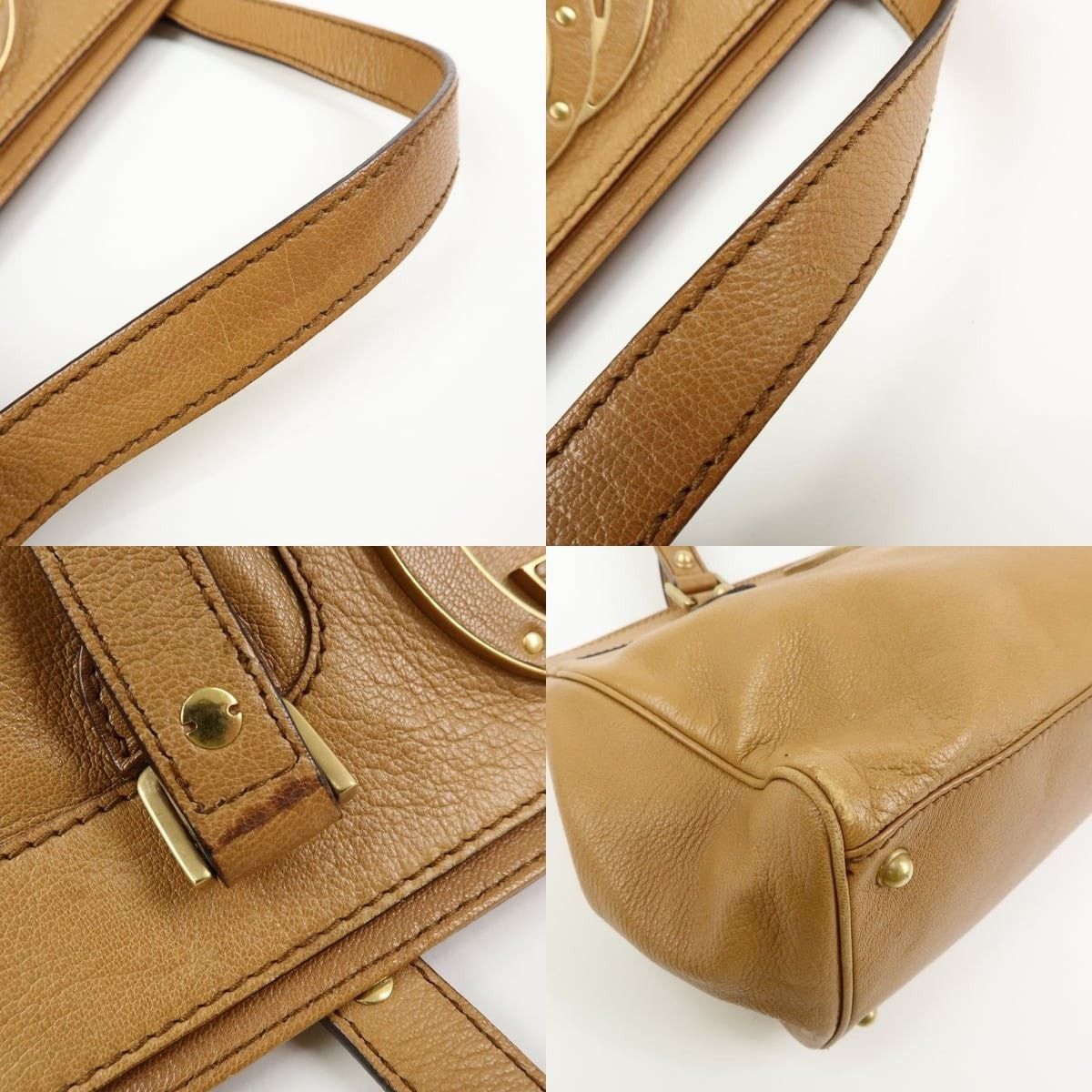 Gucci Gucci Interlocking G Blondie Studs Calfskin Satchel Tan Size ONE SIZE - 4 Thumbnail