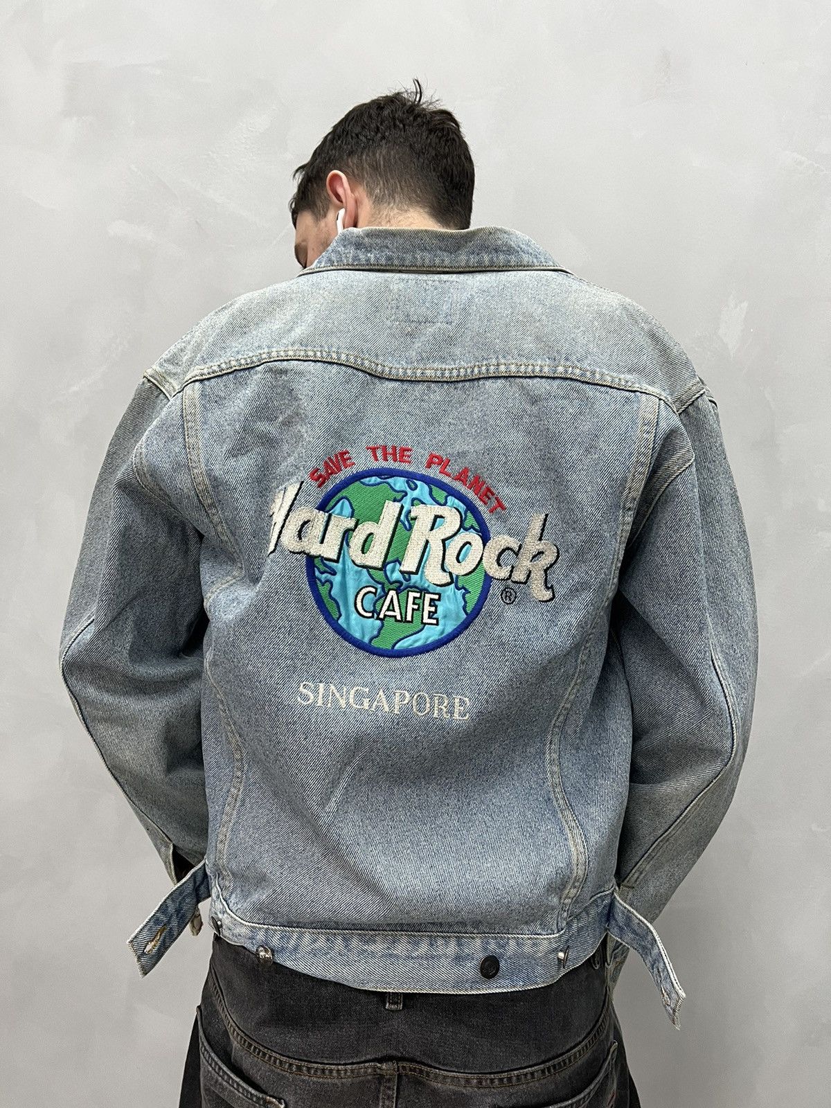 Vintage Denim Jaqueta Hard Rock Cafe Vintage 90s Hard Rock Type