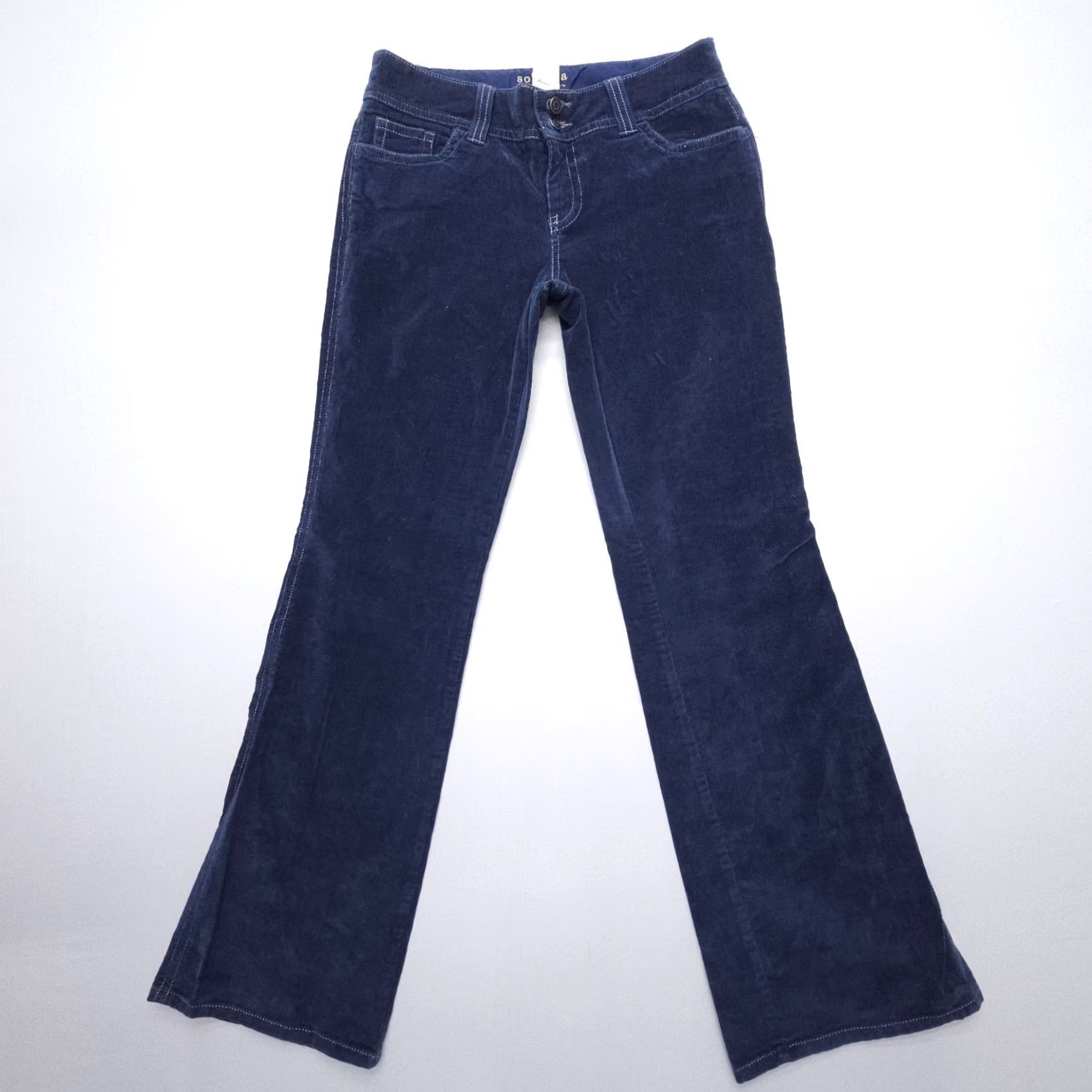 Bell Sonoma Jeans Blue Size 8 Low Rise Flare Corduroy Festival Bell Flap Pockets Boho Womens Size 30" / US 8 / IT 44 - 2 Thumbnail