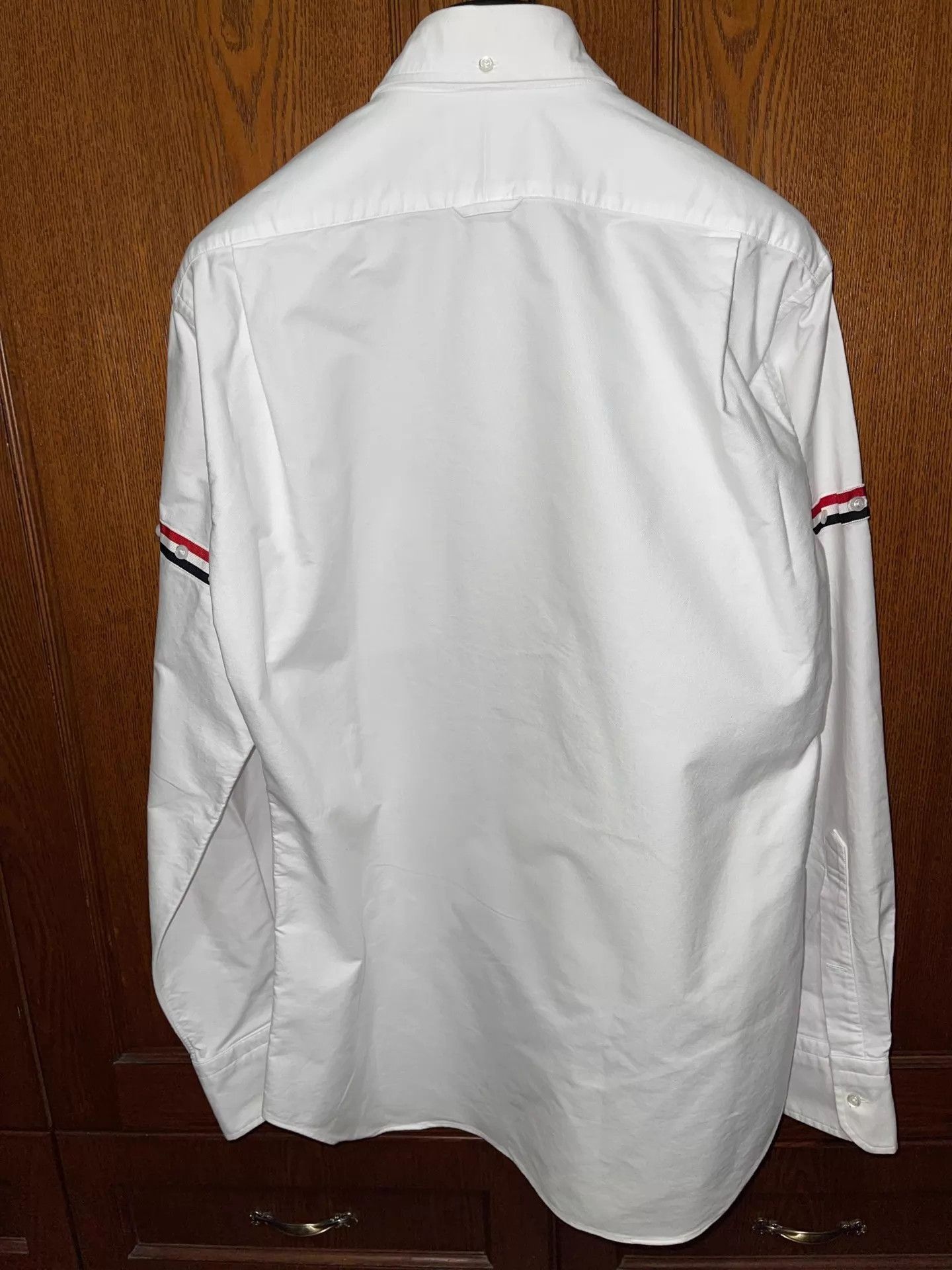 Thom Browne White Long Sleeve Button-Up Shirt with Striped Sleeves Size US XL / EU 56 / 4 - 4 Thumbnail