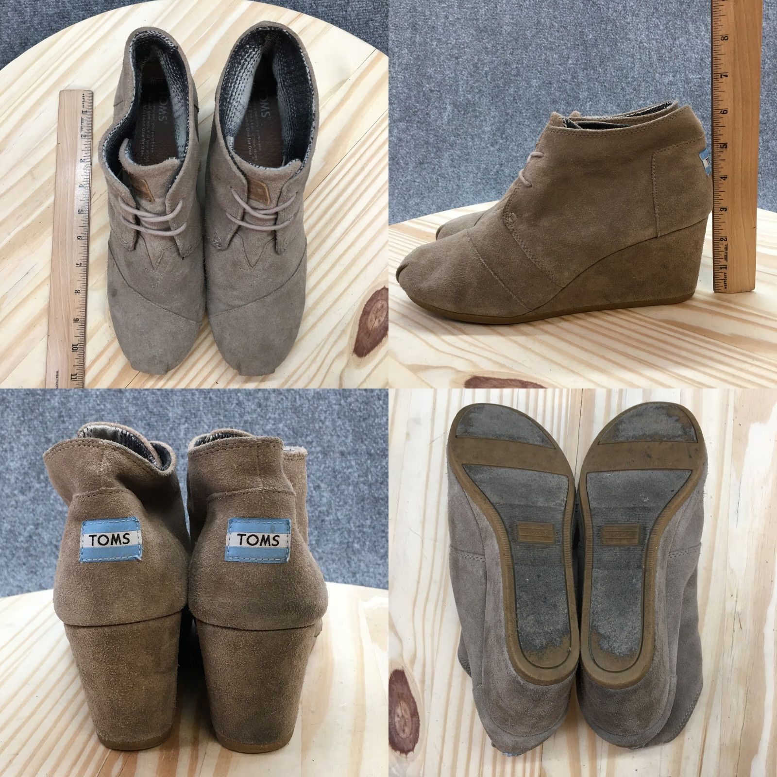 Toms TOMS Boots Womens 10 Desert Wedge Ankle Bootie Brown Suede Lace Up Round Toe Size US 10 / IT 40 - 8 Thumbnail