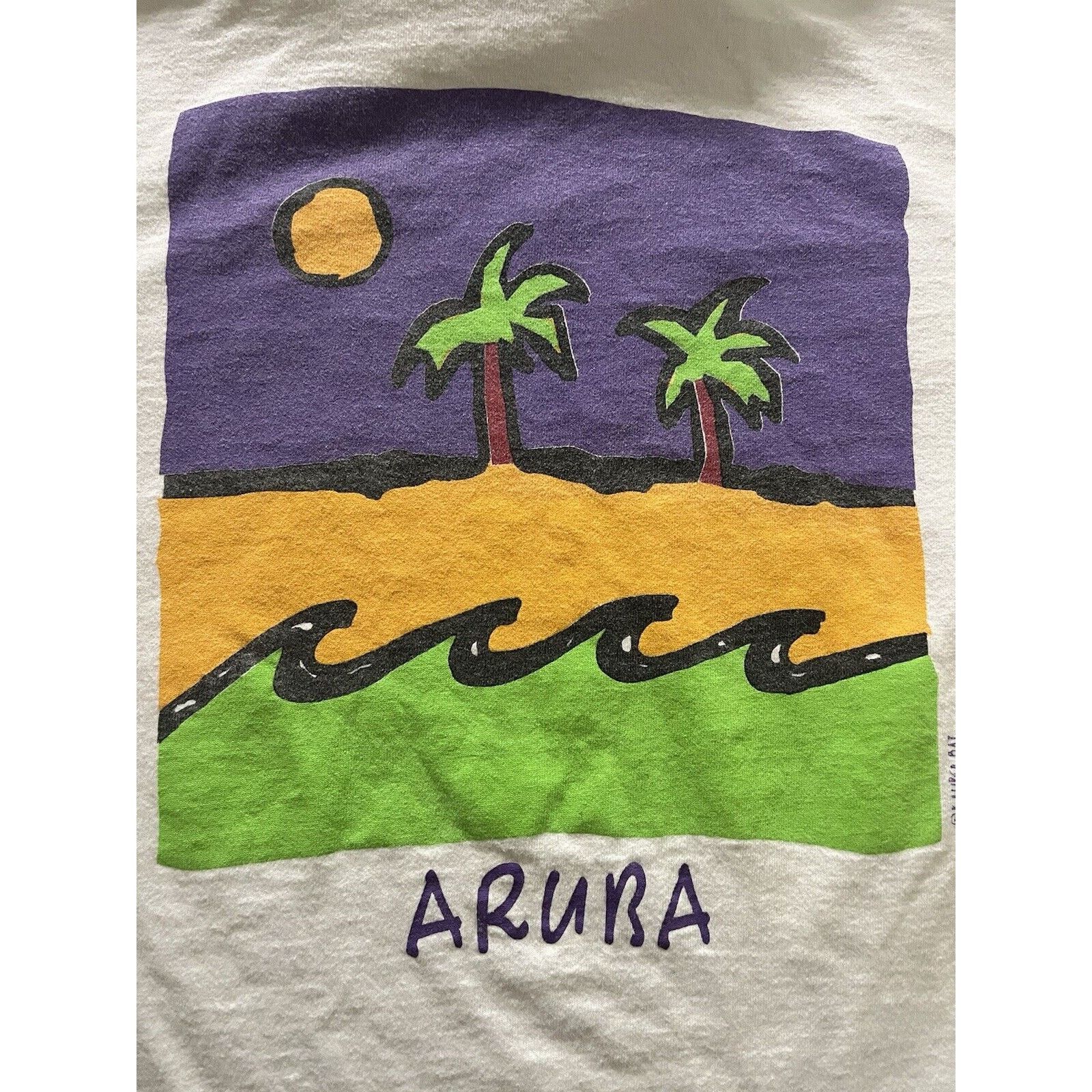 Fruit Of The Loom Vintage Aruba Graphic T-Shirt – Size Medium Size US M / EU 48-50 / 2 - 2 Thumbnail