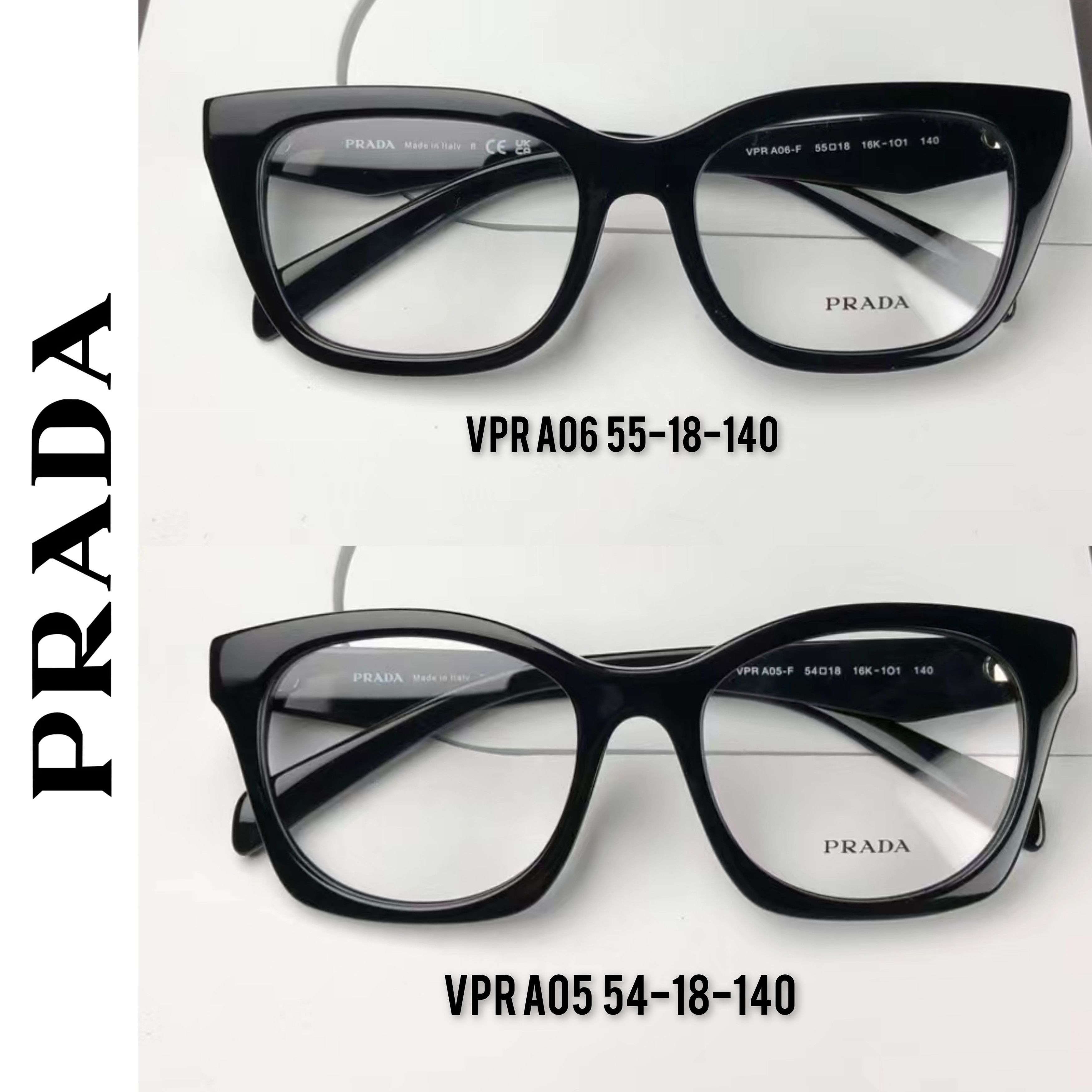 image of Prada Vpr A05 / A06 Glasses Black Bold Frame, Women's