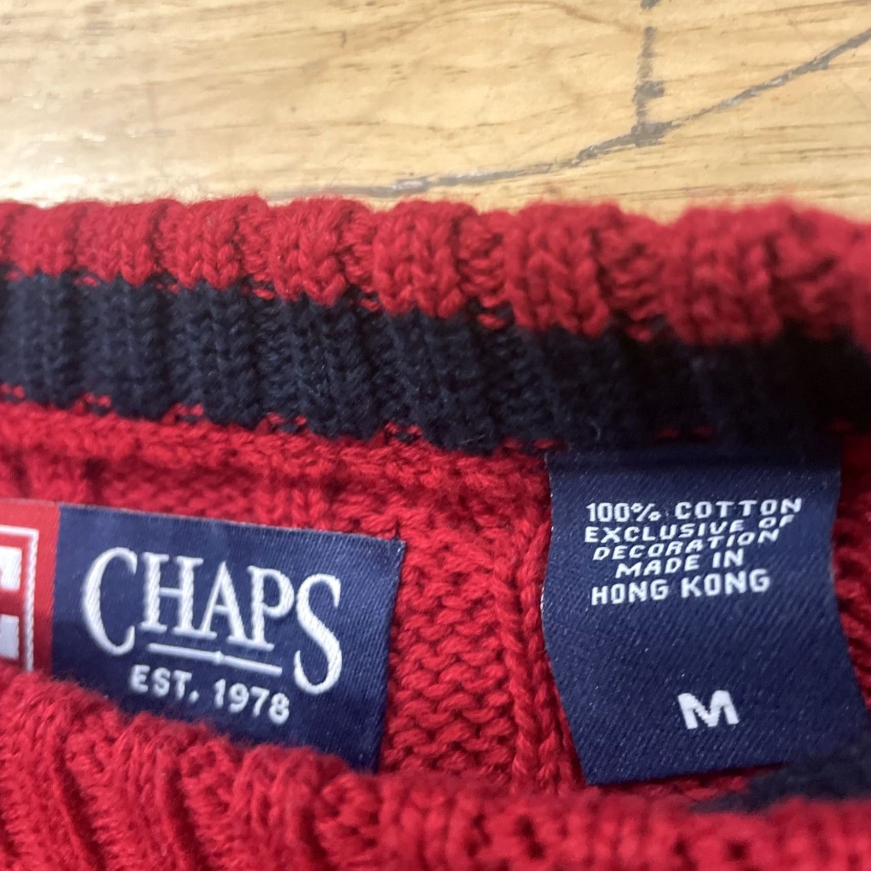 Chaps CHAPS Cable Knit Sweater Men M Red Crest logo Ribbed Stretch Vintage Y2k Classic Christmas Knit Size US M / EU 48-50 / 2 - 6 Thumbnail
