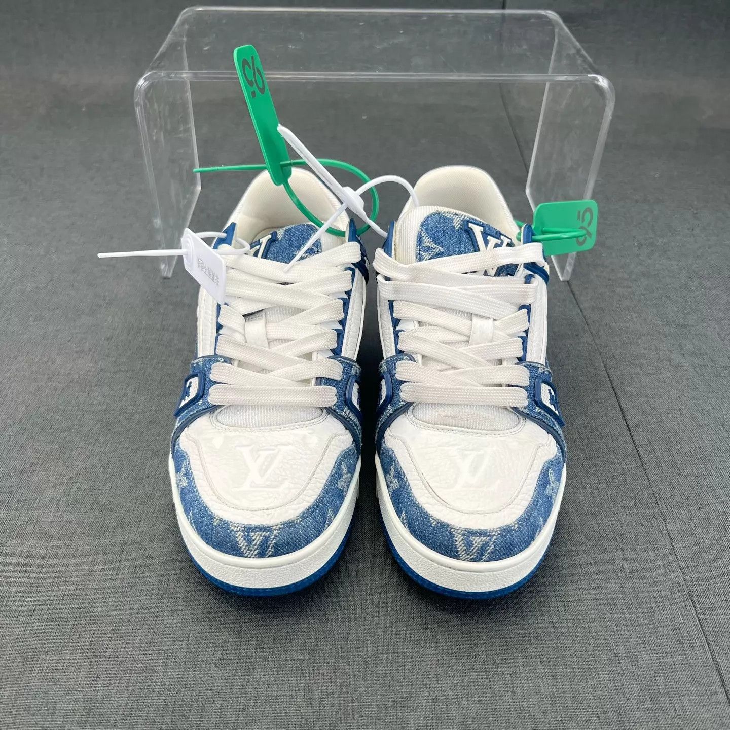 Louis Vuitton LV Trainer White Blue Denim 36 Size US 5.5 / IT 35.5 - 8 Thumbnail