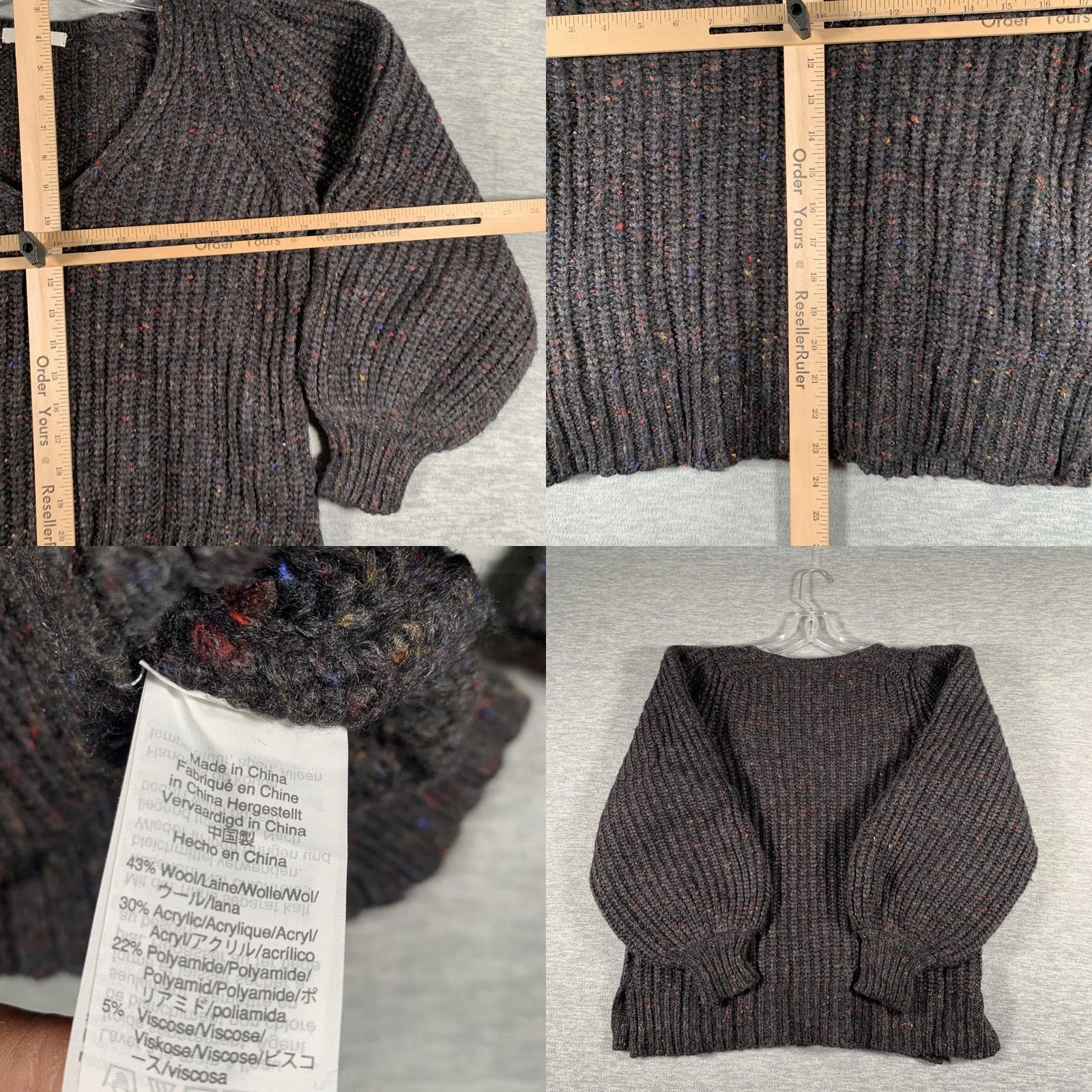 Madewell Madewell Sweater Womens Small Gray V Neck Wool Balloon Sleeve Chunky Pullover Size S / US 4 / IT 40 - 8 Thumbnail