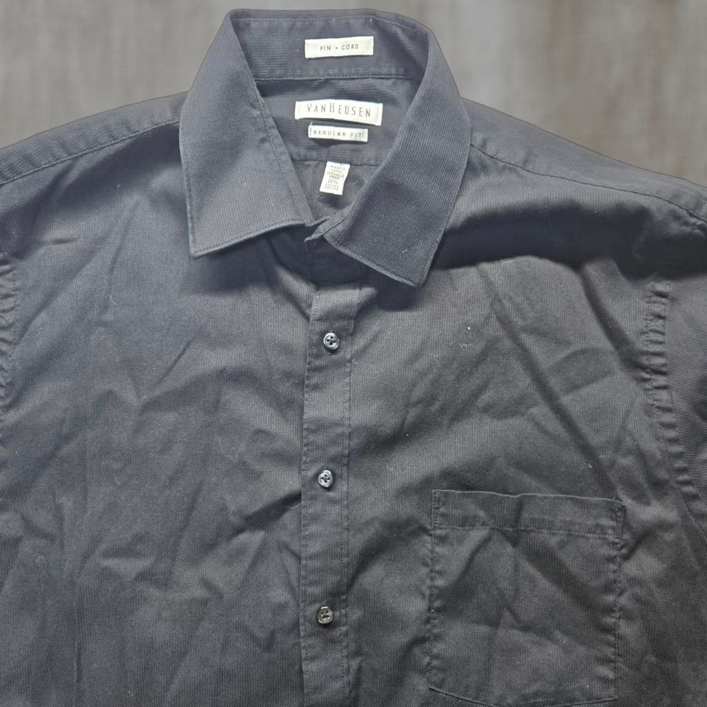 Van Heusen Van Heusen Dress Shirt Men 16.5 Black Classic Fit Button Up Shirt Size 46R - 1 Thumbnail