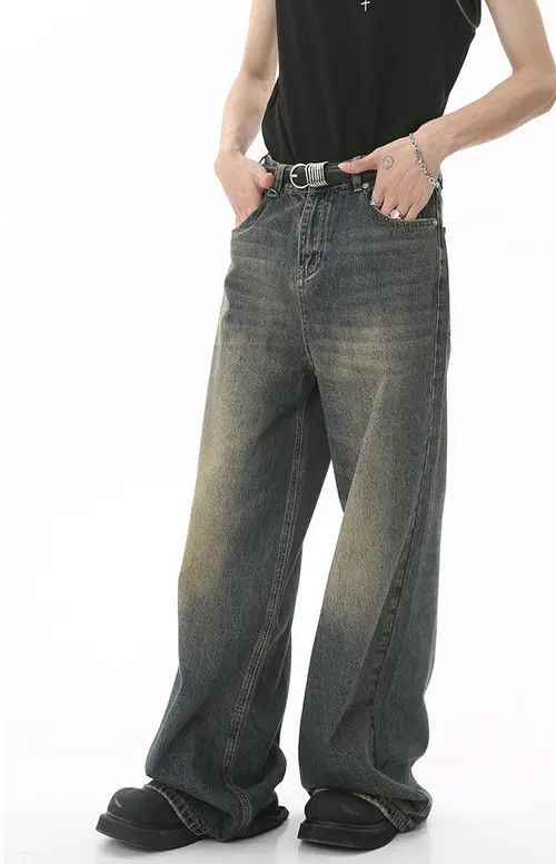 Japanese Brand × Jean Vintage washed distressed loose wide-leg jeans Size US 32 / EU 48 - 3 Thumbnail