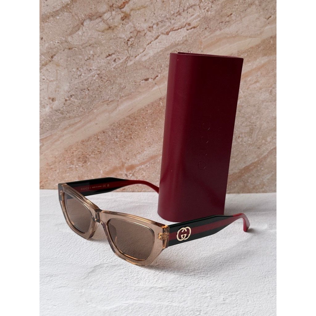 Gucci NEW Gucci GG2116S Brown Cat Eye Striped Sunglasses $440 Size ONE SIZE - 3 Thumbnail