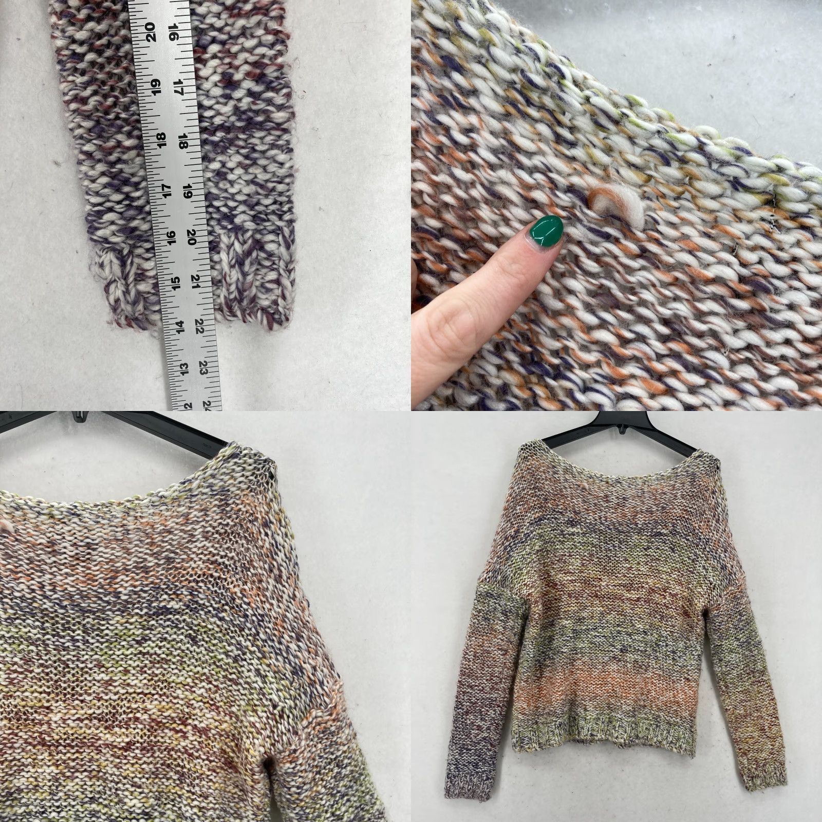 Abercrombie & Fitch Abercrombie & Fitch Oversized Cable Knit Sweater Large Rainbow Wool Boat Neck Pullover Women Size L / US 10 / IT 46 - 8 Thumbnail